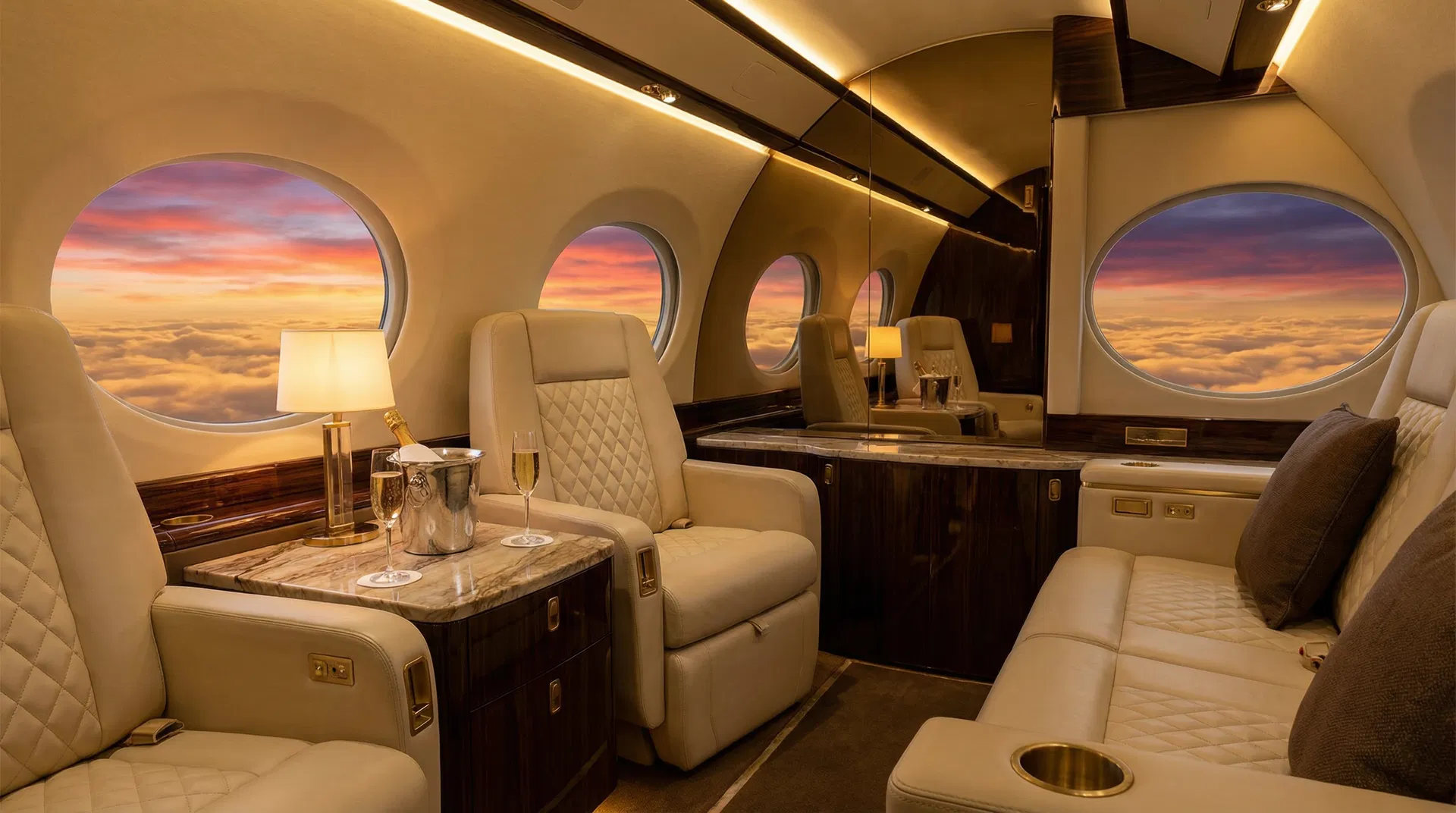 Private jet luxury interior
