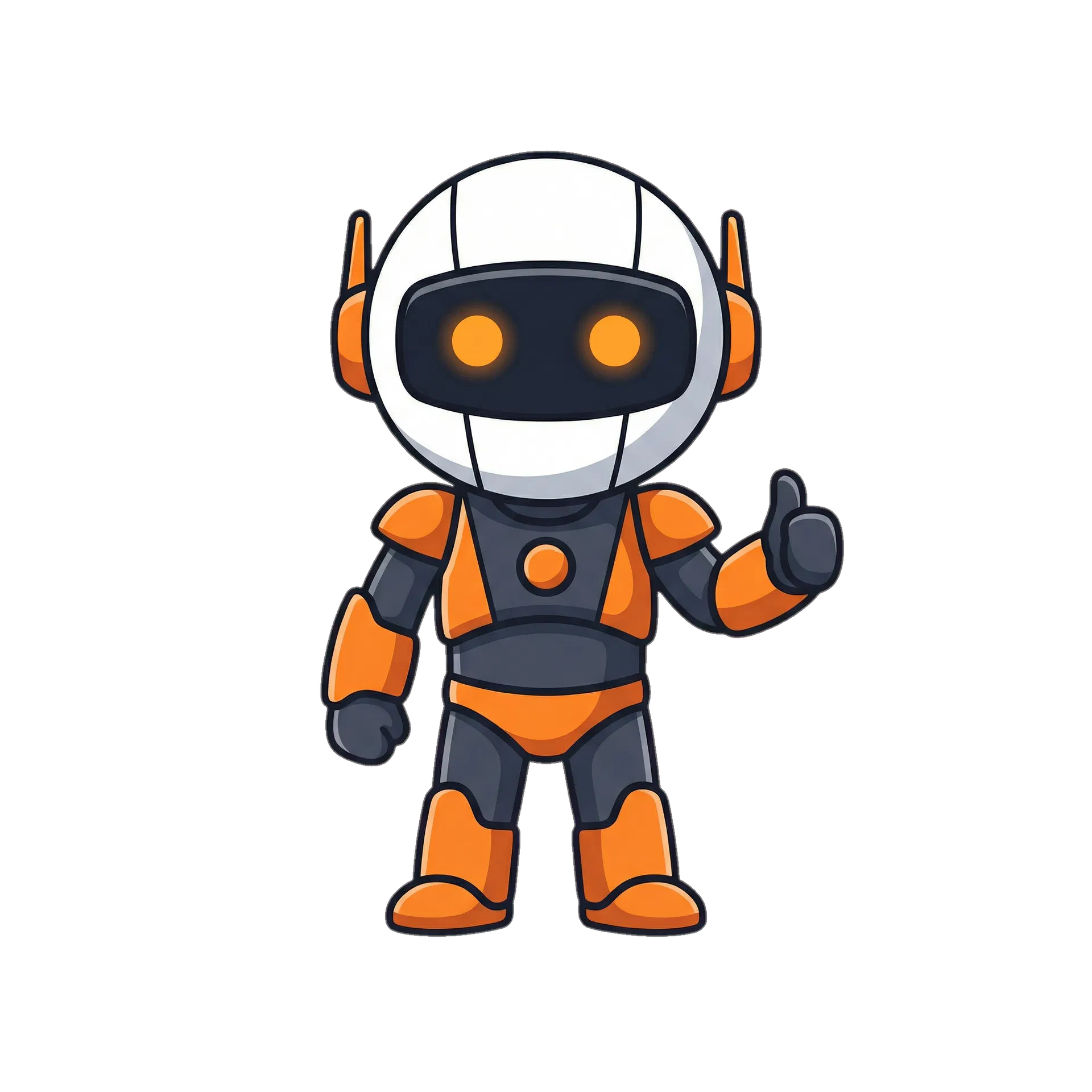 Robot mascot giving thumbs up