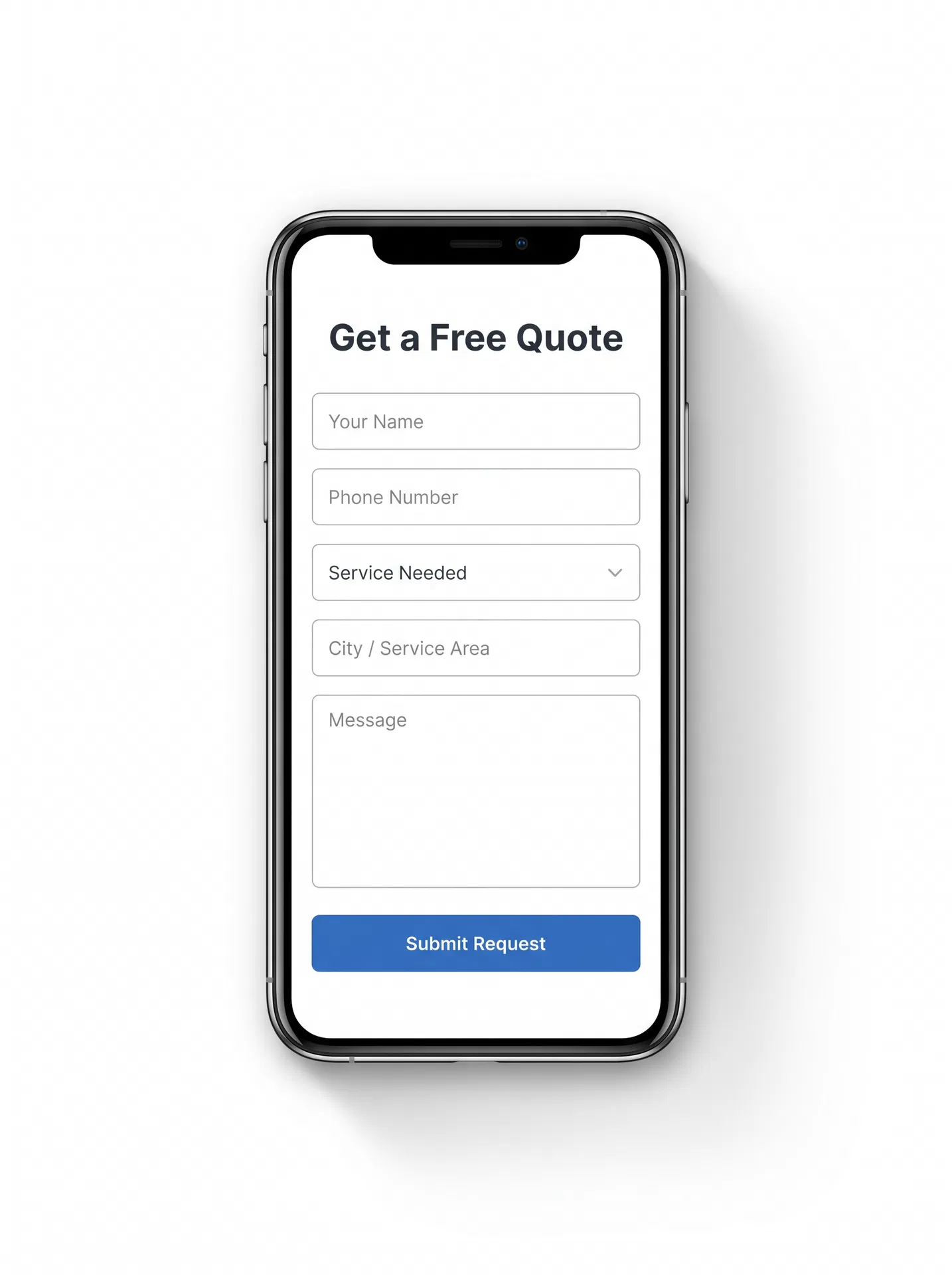 Mobile lead capture form on a smartphone