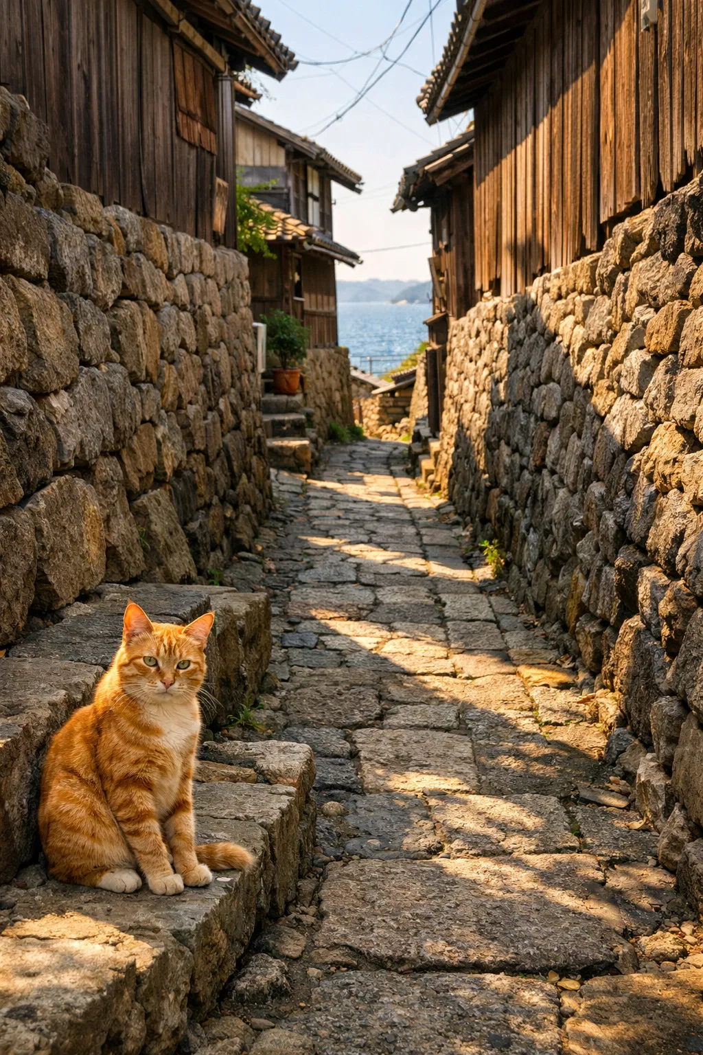 迷路のような路地と石畳