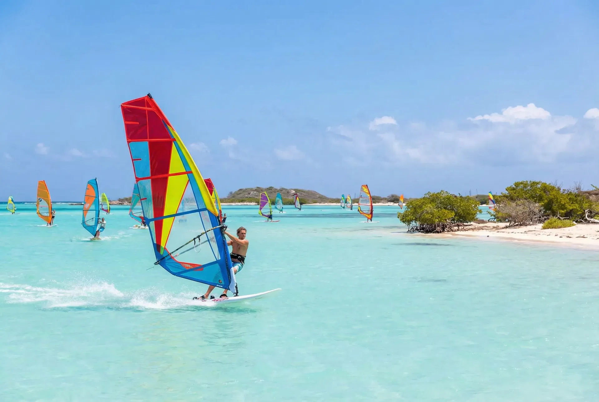 Windsurfing at Lac Bay