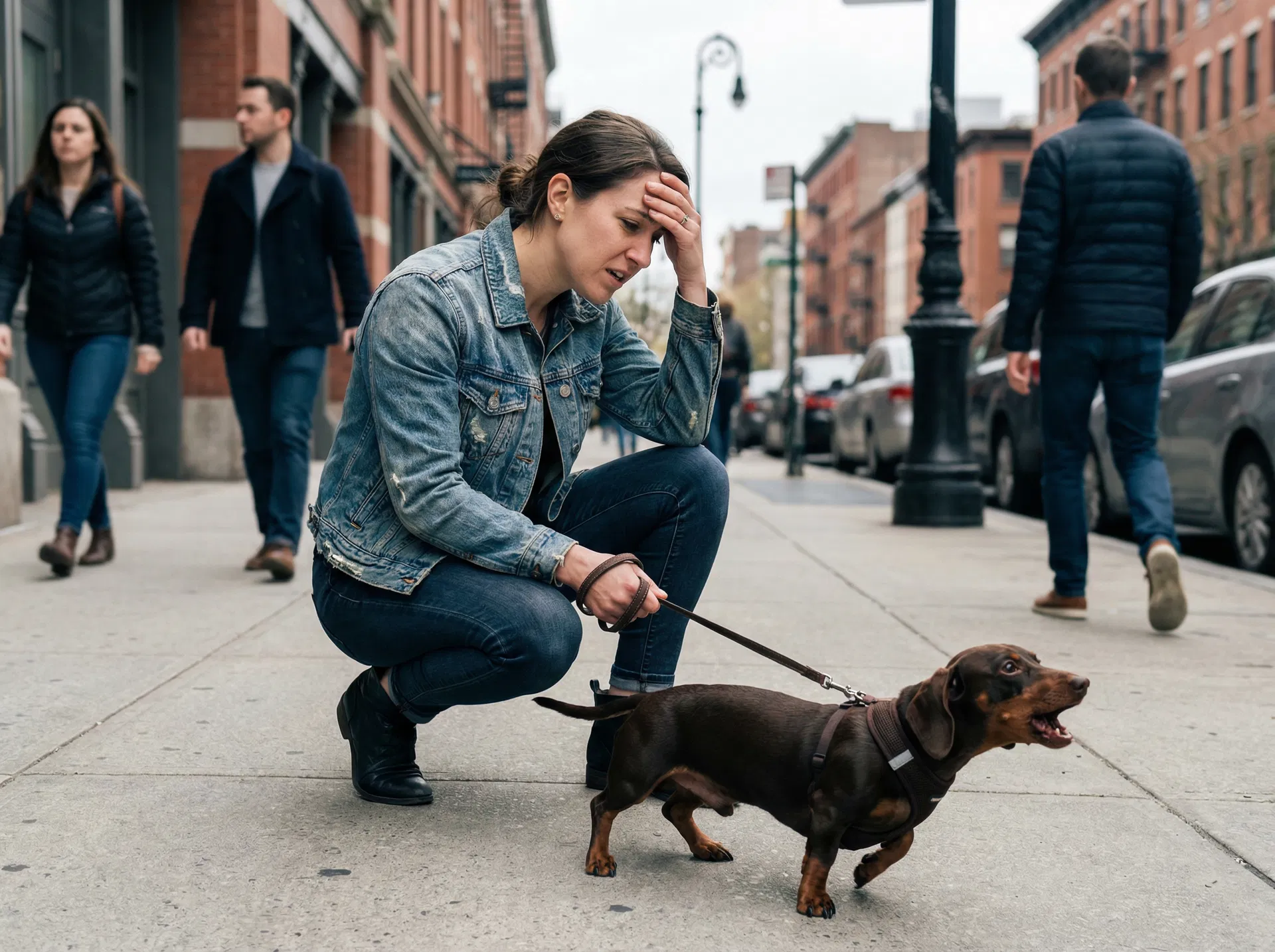 Frustrated owner with reactive dachshund