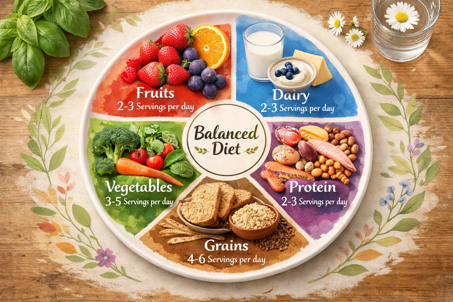 Balanced Diet Food Groups Plate