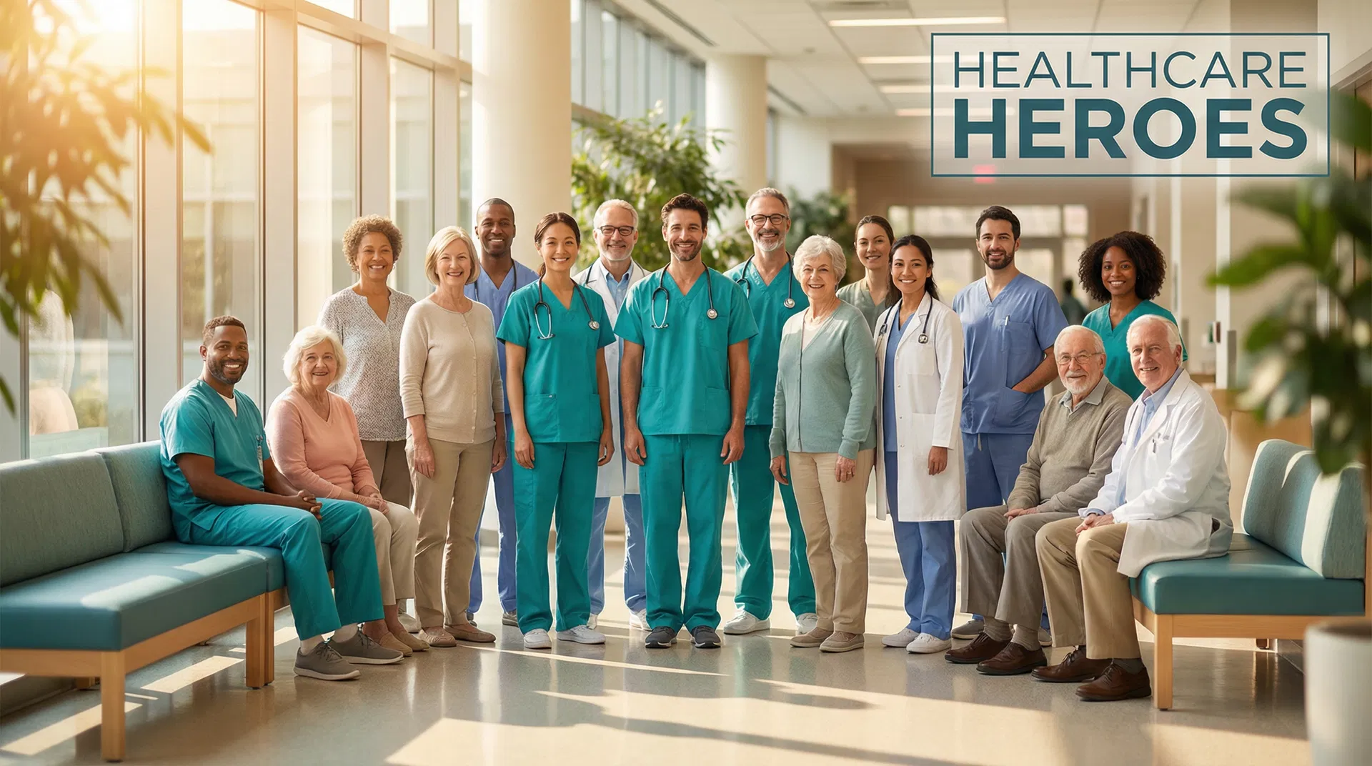 Healthcare professionals in a modern hospital