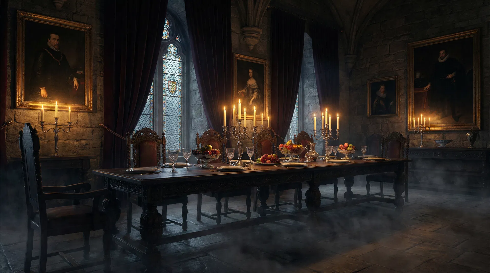 Dark baroque dining hall