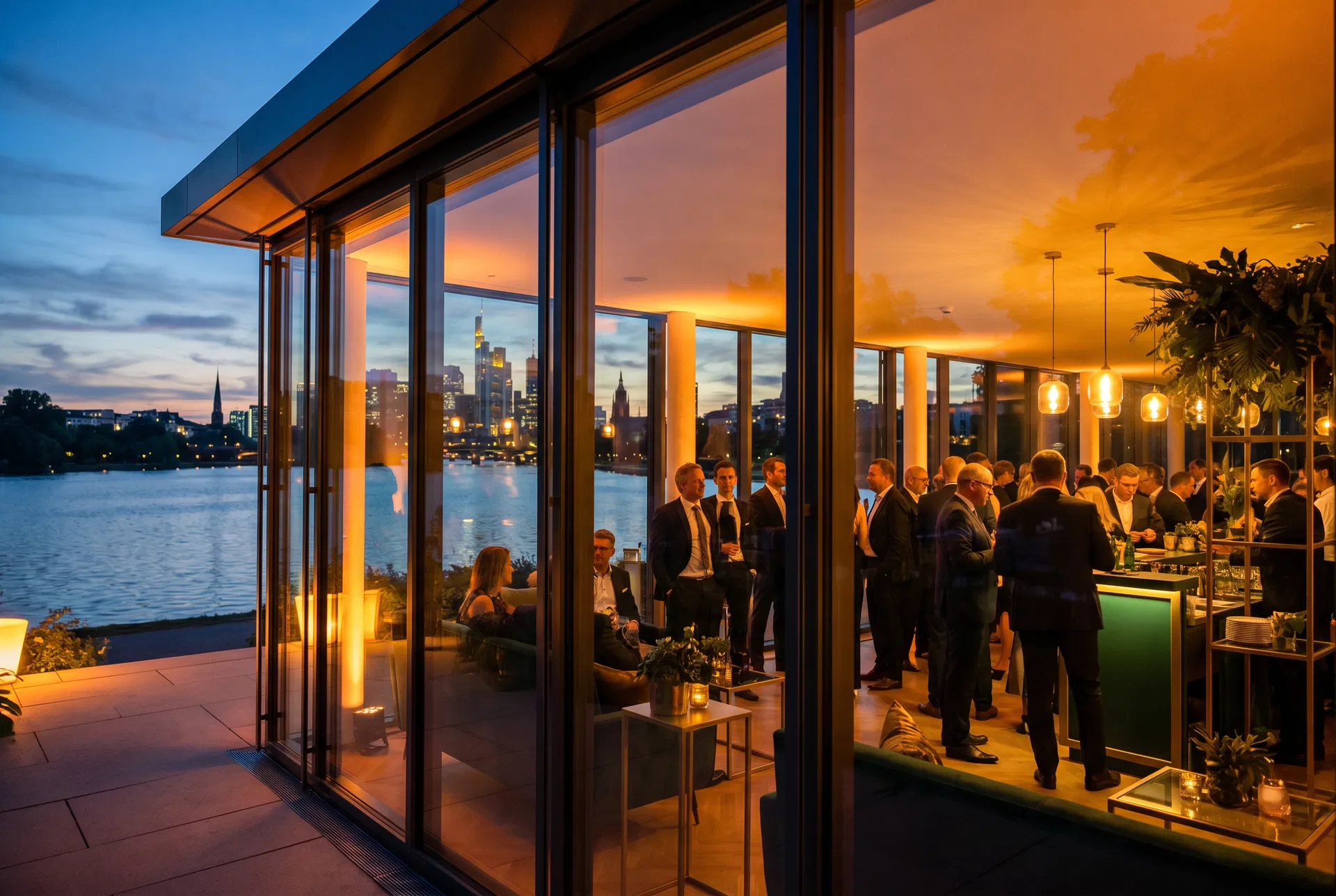 Corporate Event am Schwedlersee Frankfurt bei Nacht