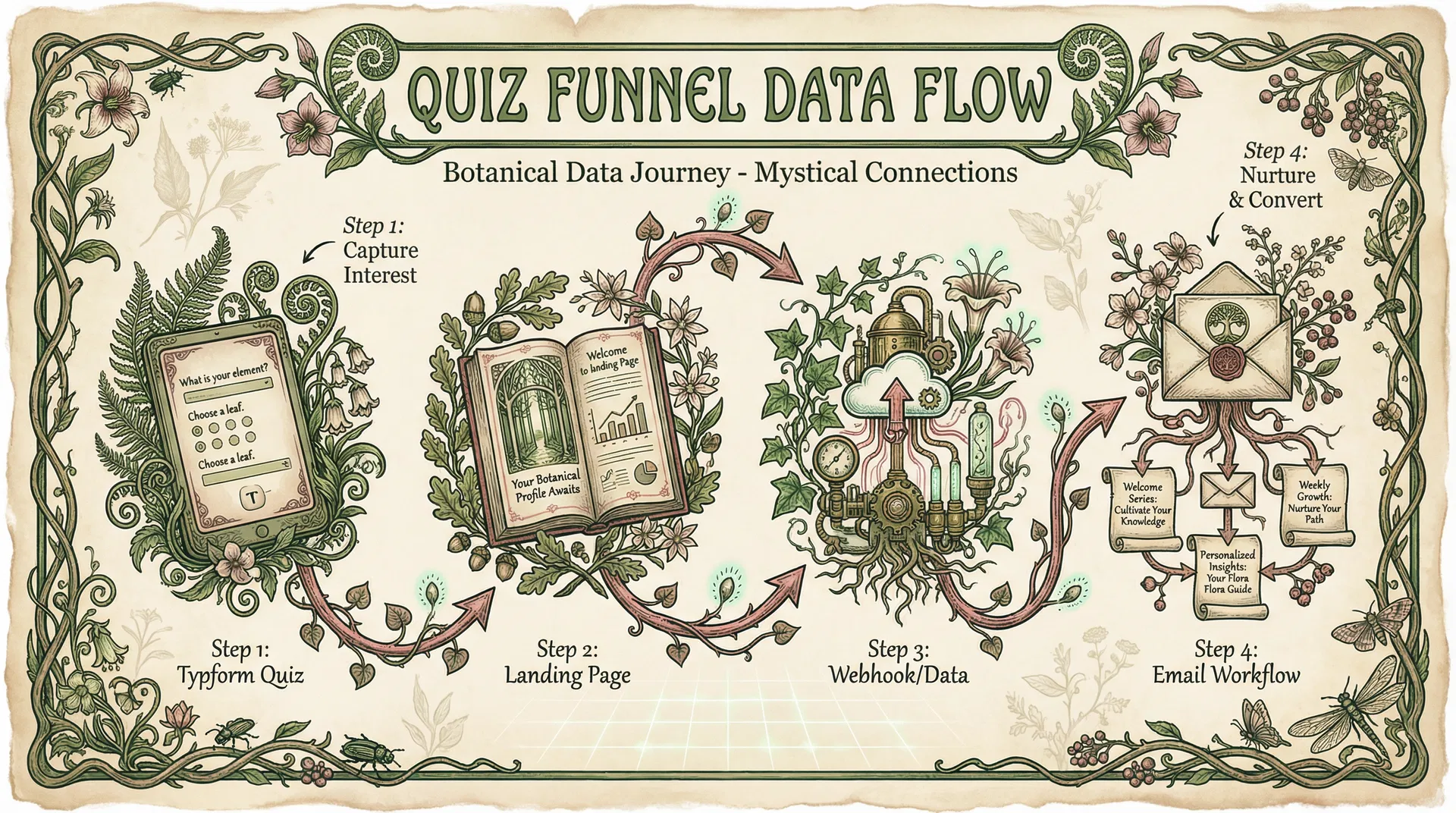 Quiz funnel data flow diagram