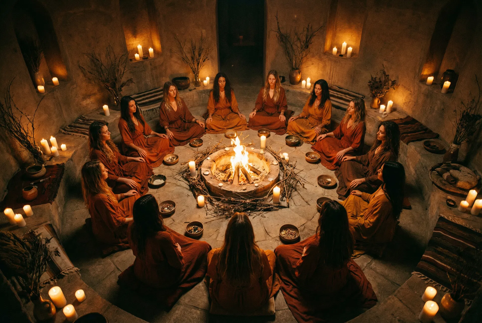 Women in sacred circle ceremony