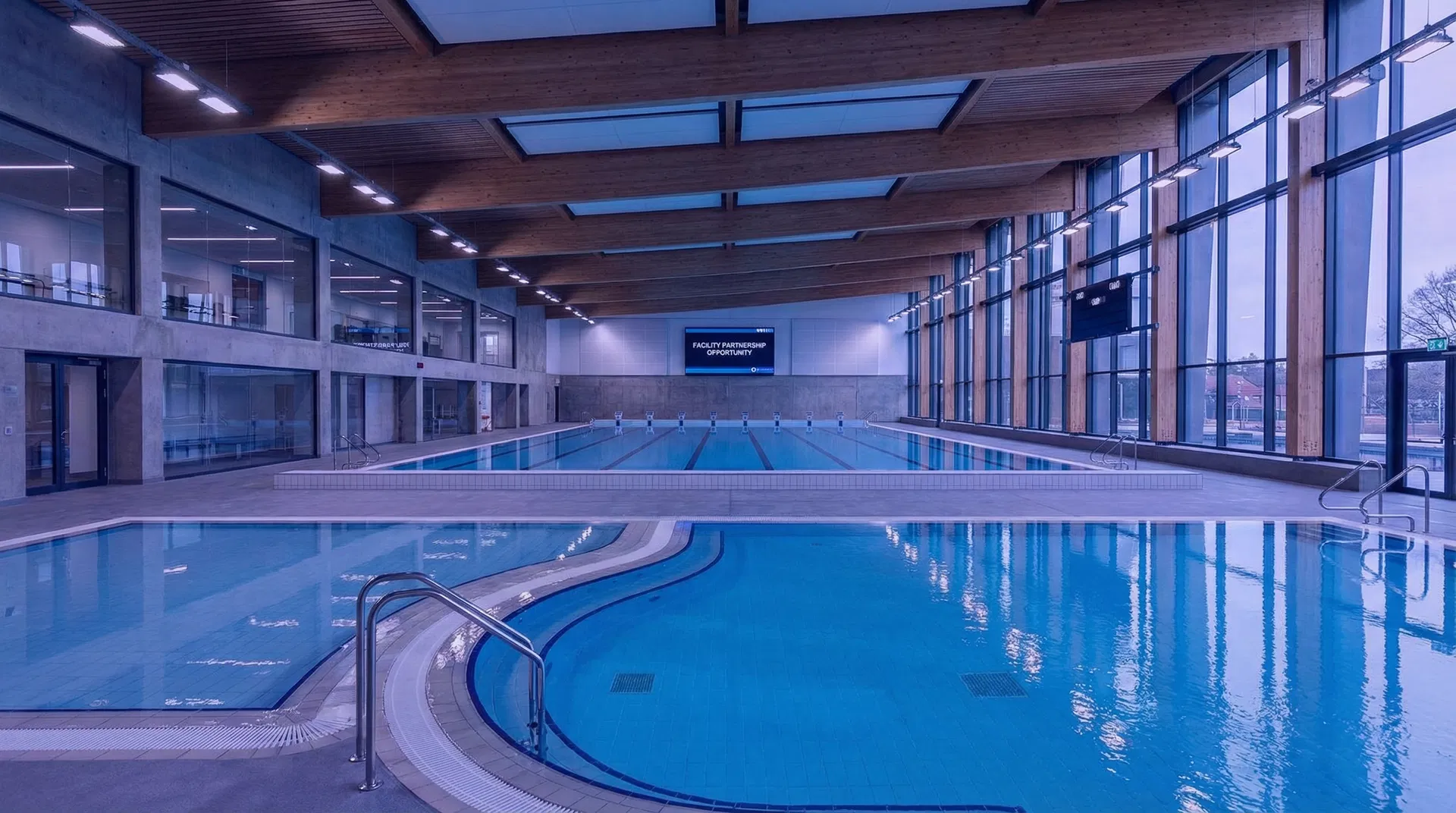Modern aquatic facility suitable for adult swim programming