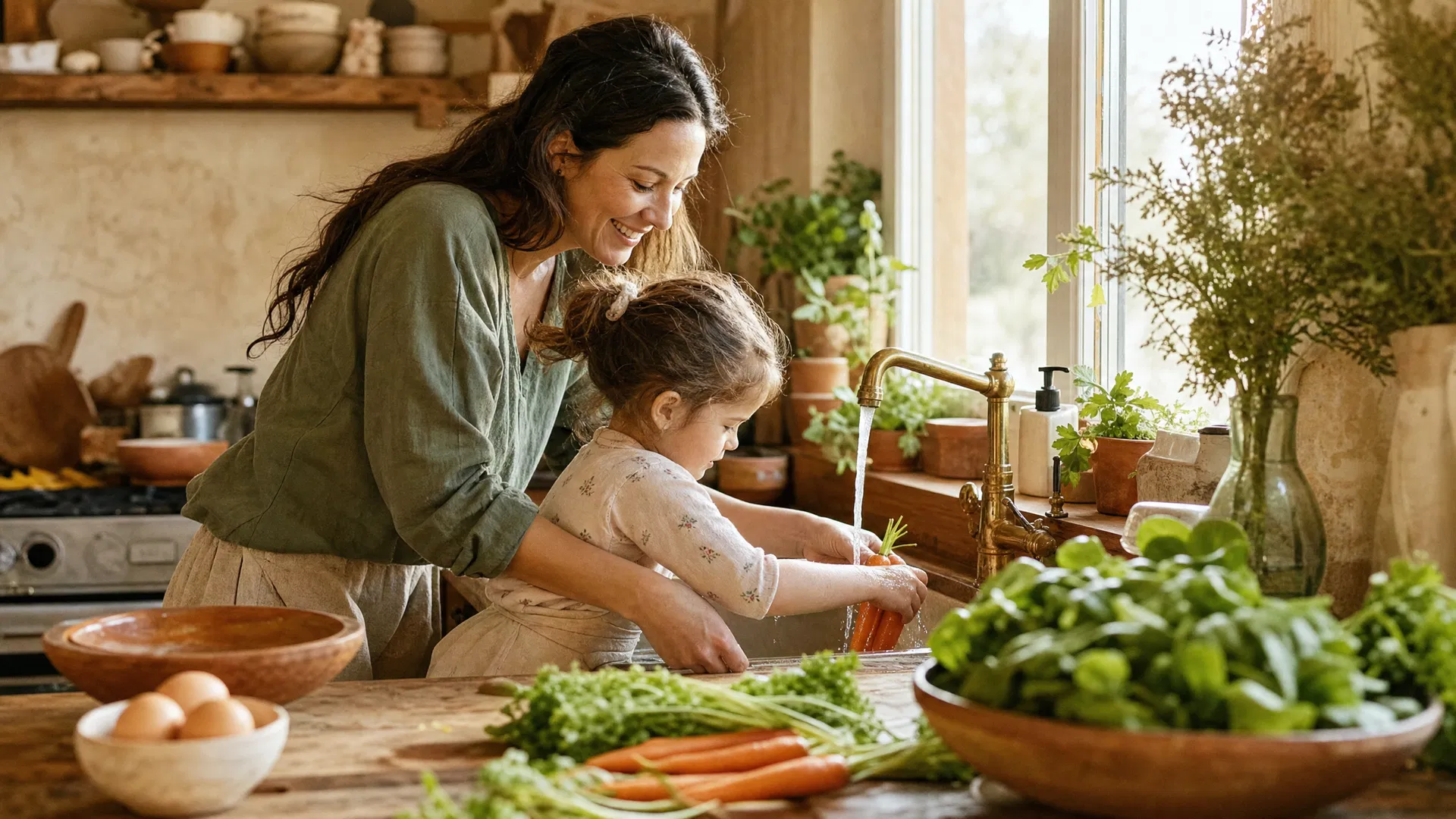 Family preparing food