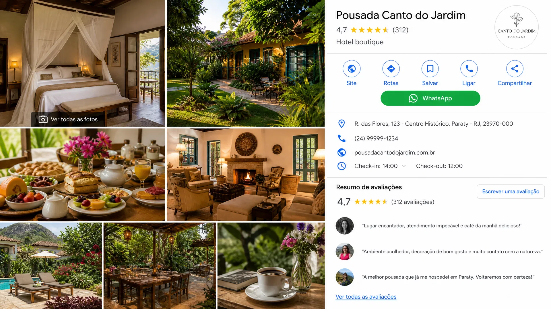 Pousada charmosa com boas avaliações