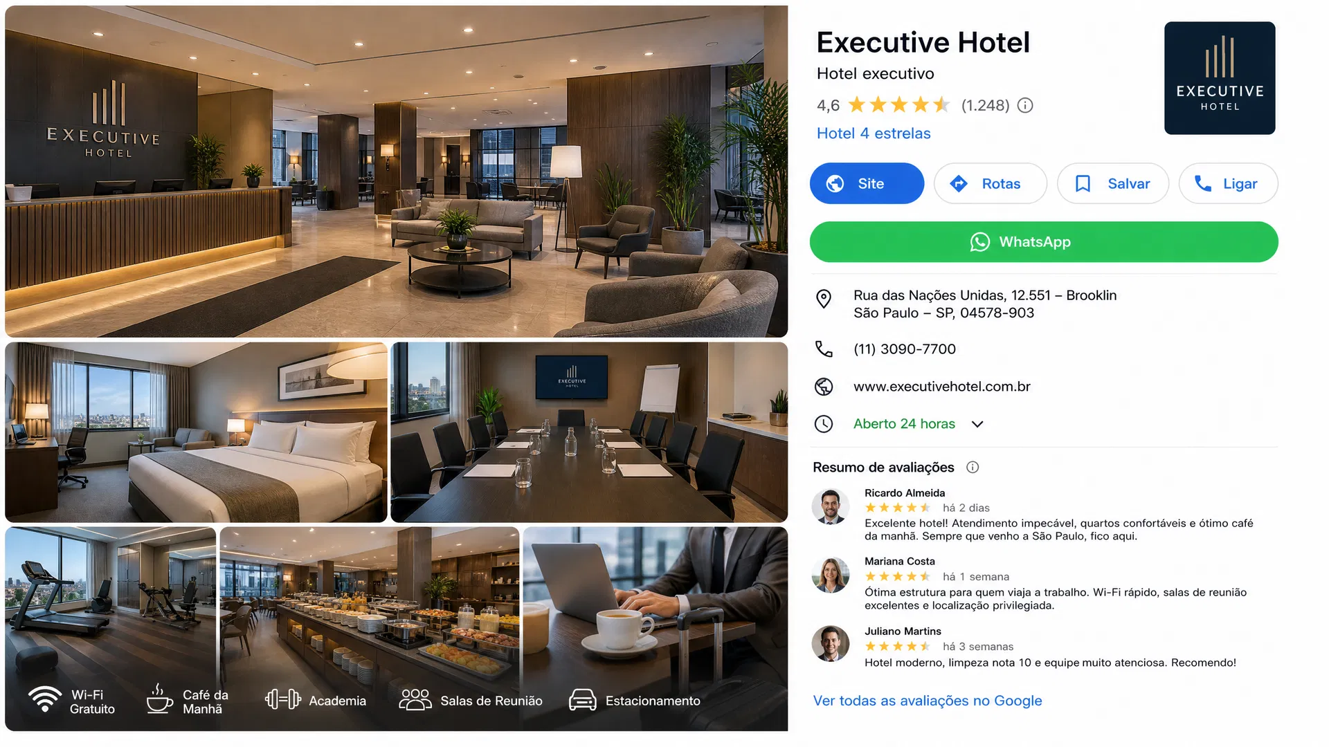 Hotel executivo com muitas avaliações positivas