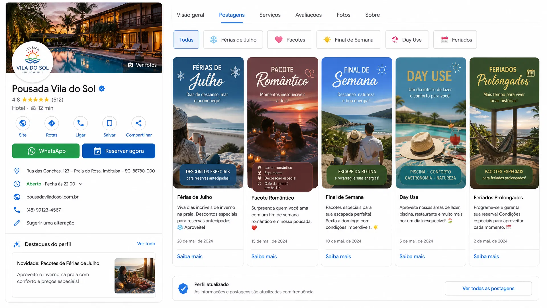 Campanhas sazonais no Google Meu Negócio