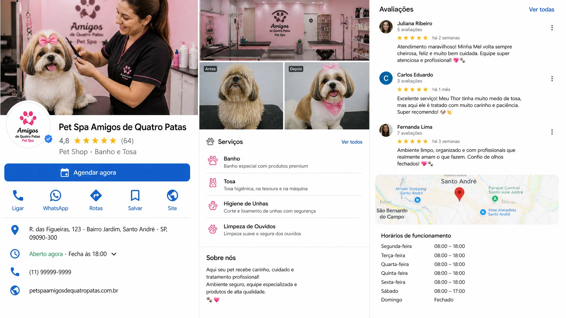 Perfil de banho e tosa no Google Meu Negócio
