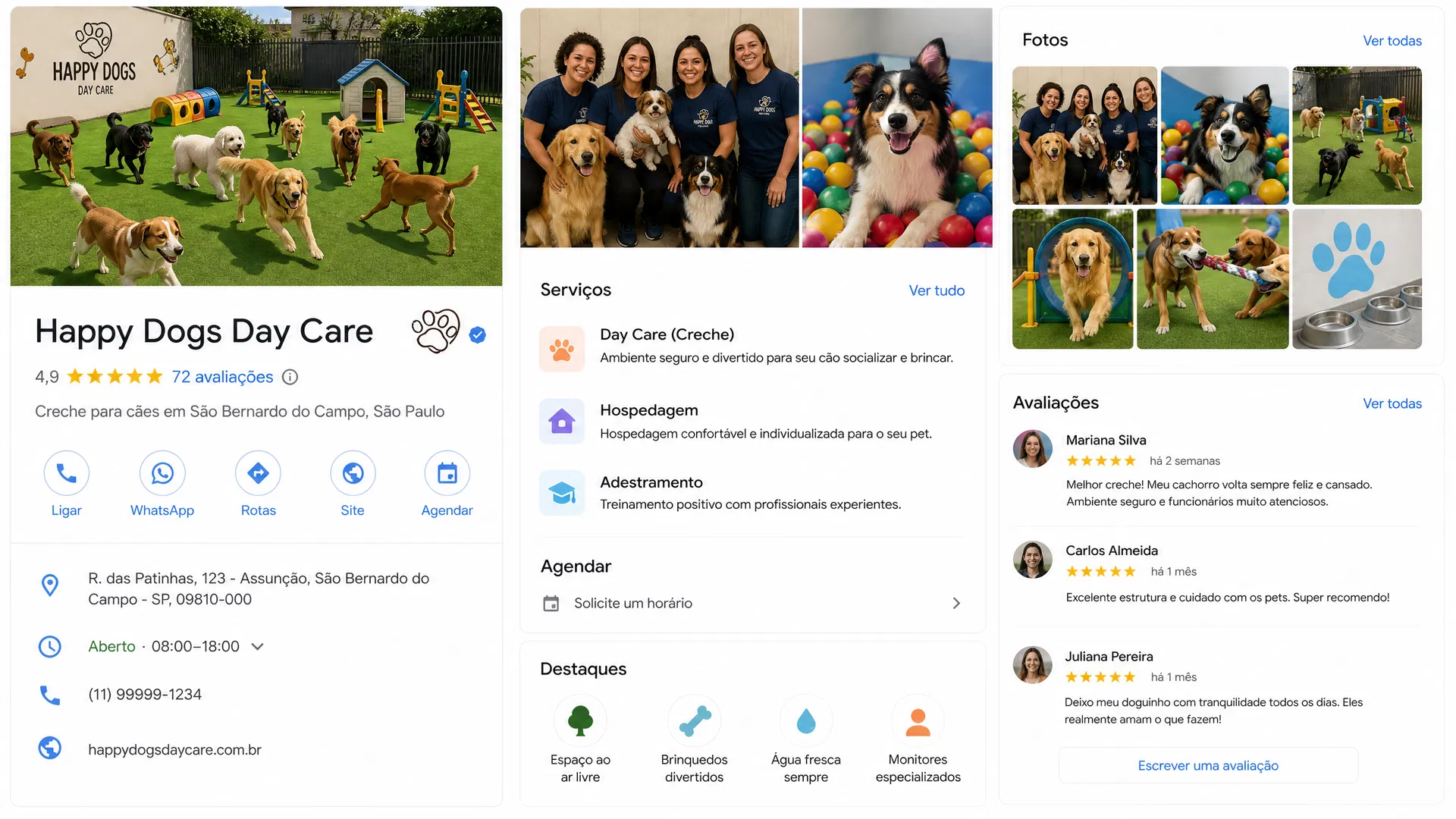 Creche para cachorros encontrada no Google