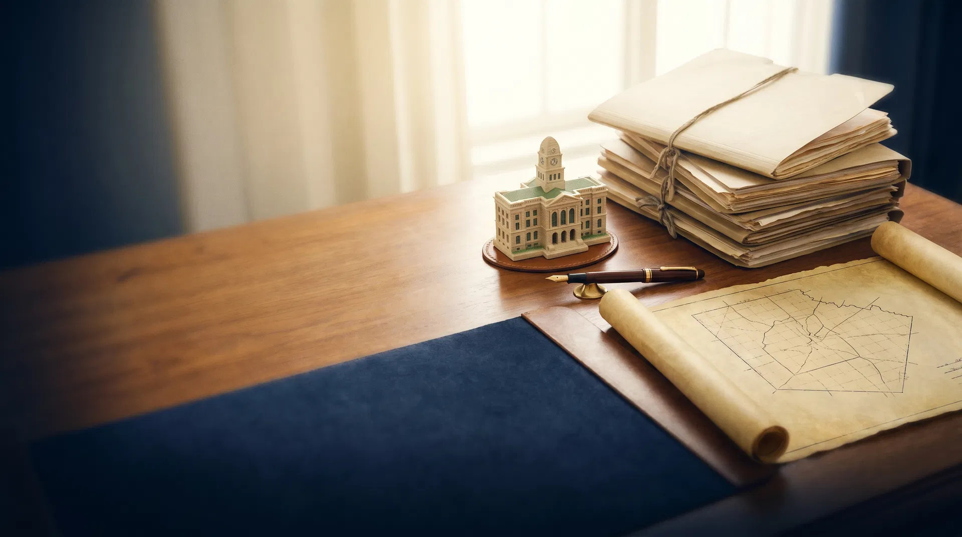 County records desk with property documents