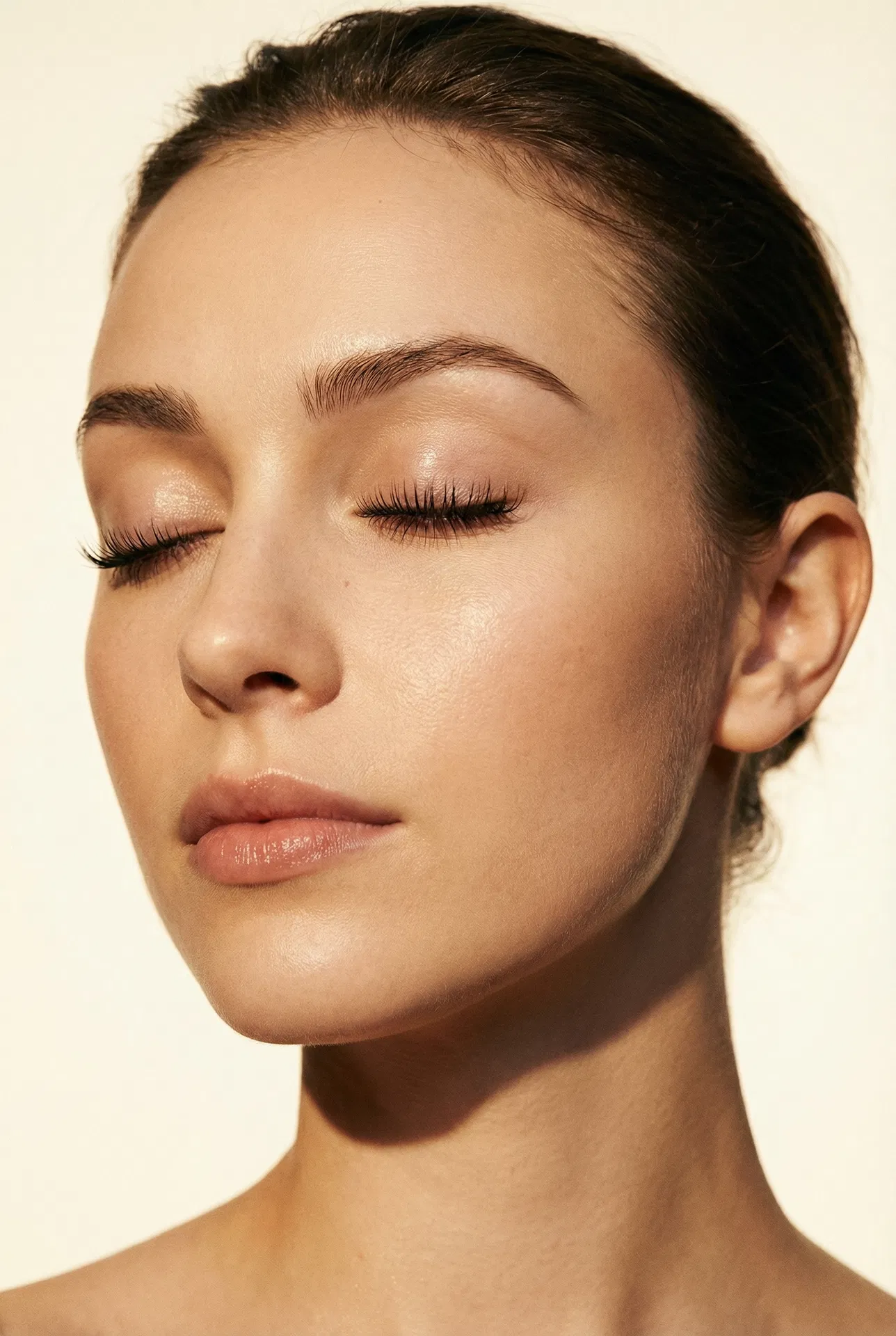Beautiful lifted lashes close-up