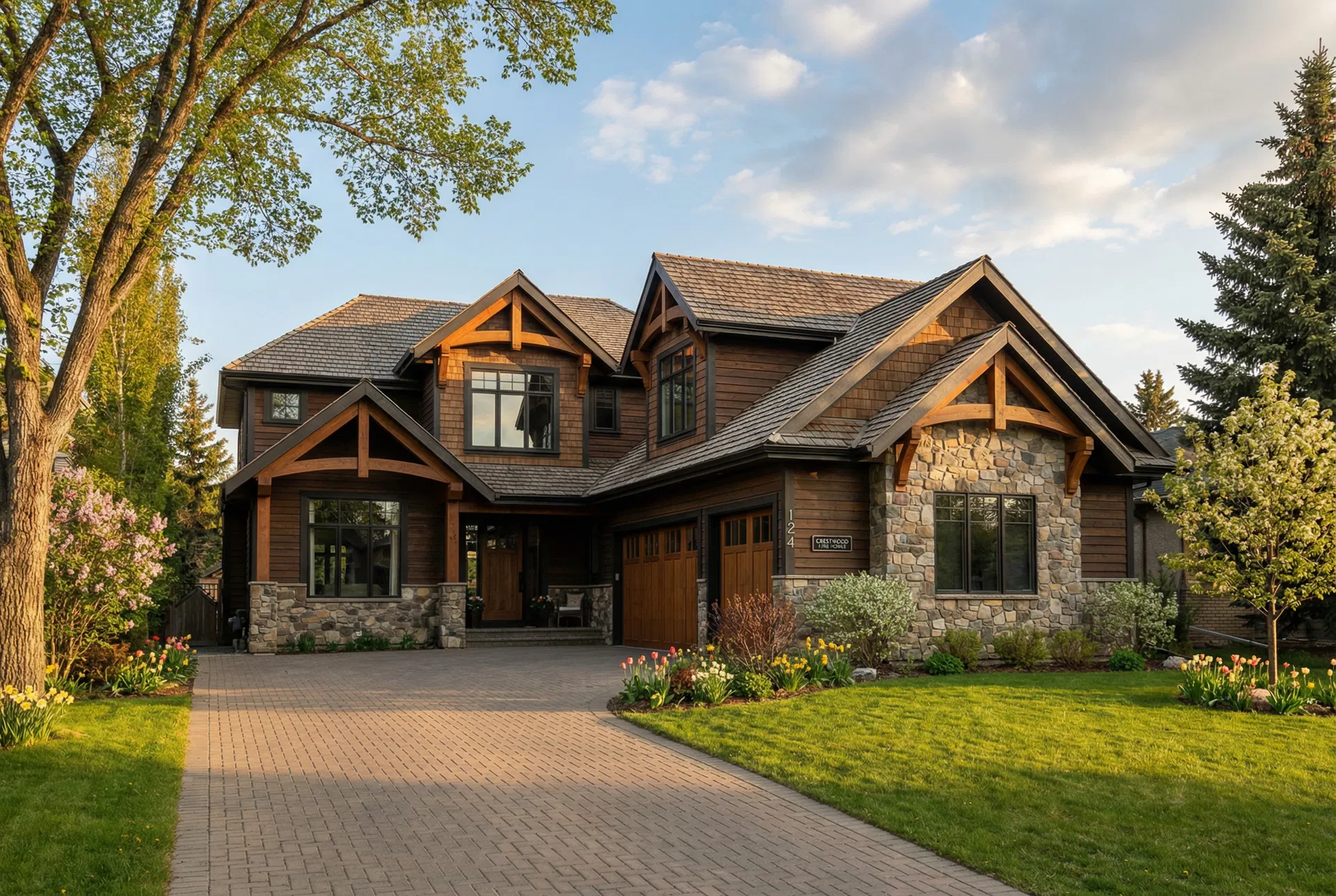 Beautiful home exterior in spring