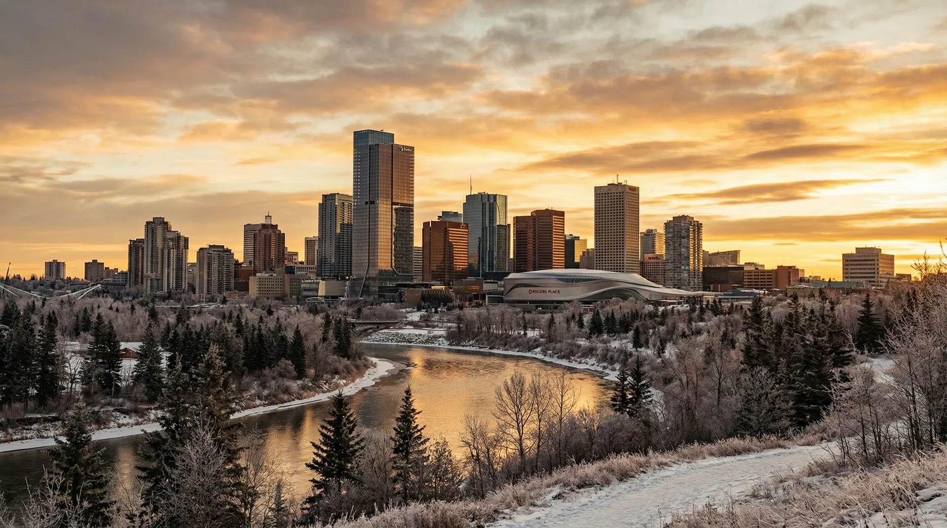 Edmonton skyline at golden hour