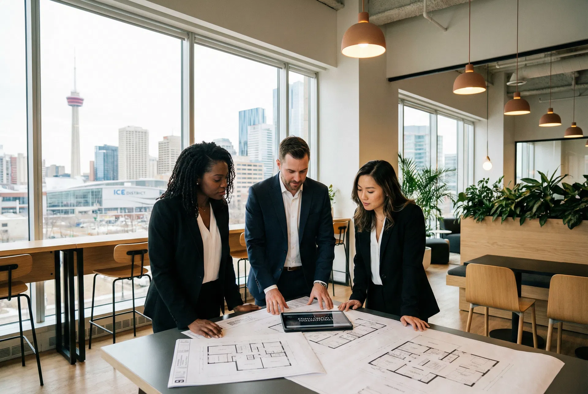 ARG team reviewing floor plans
