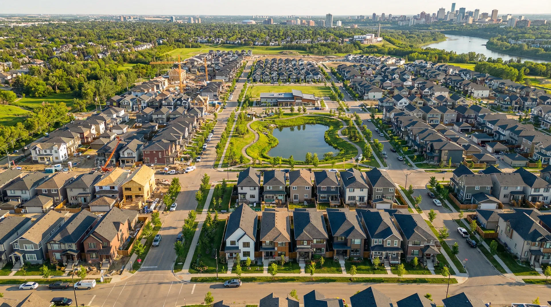 Aerial view of Edmonton community development
