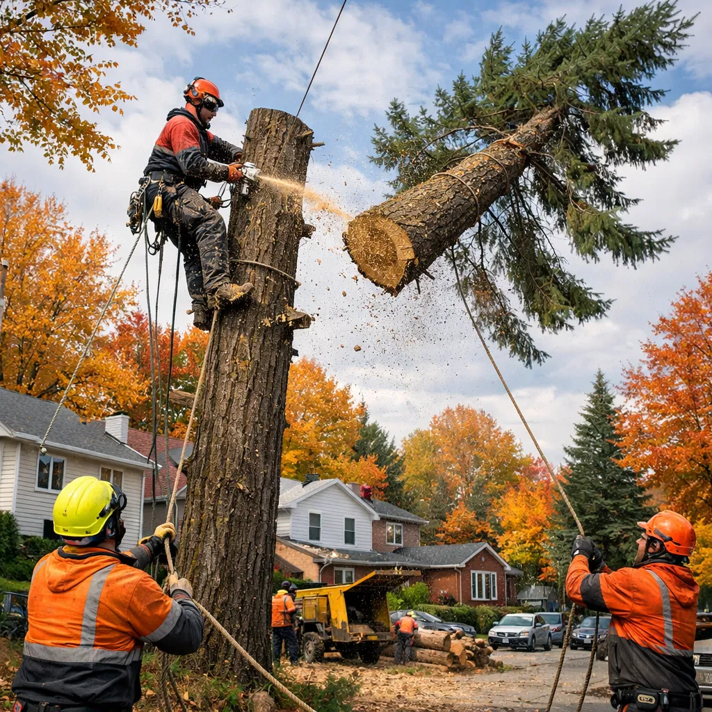 Abattage professionnel d'un arbre dangereux à Rivière-du-Loup par Émondage Raymond
