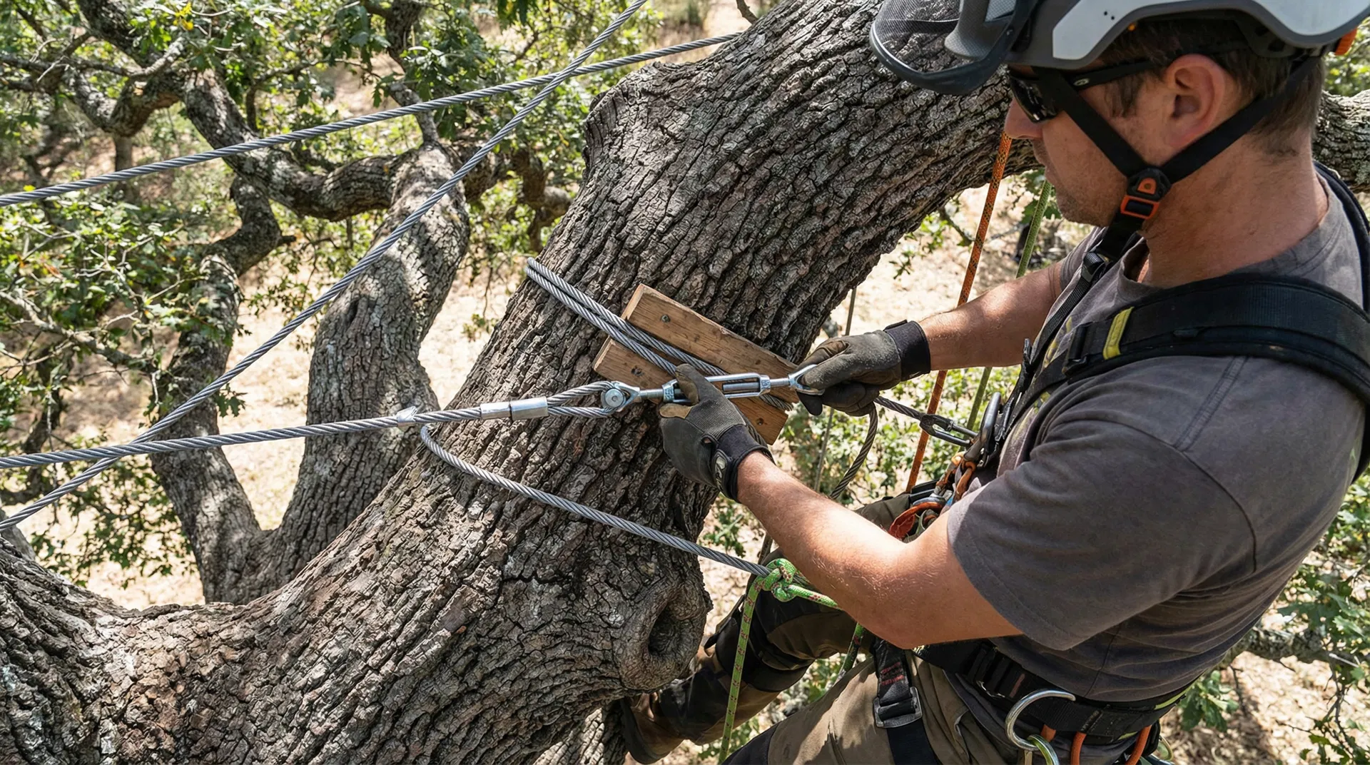 Haubanage et soutien d'arbres