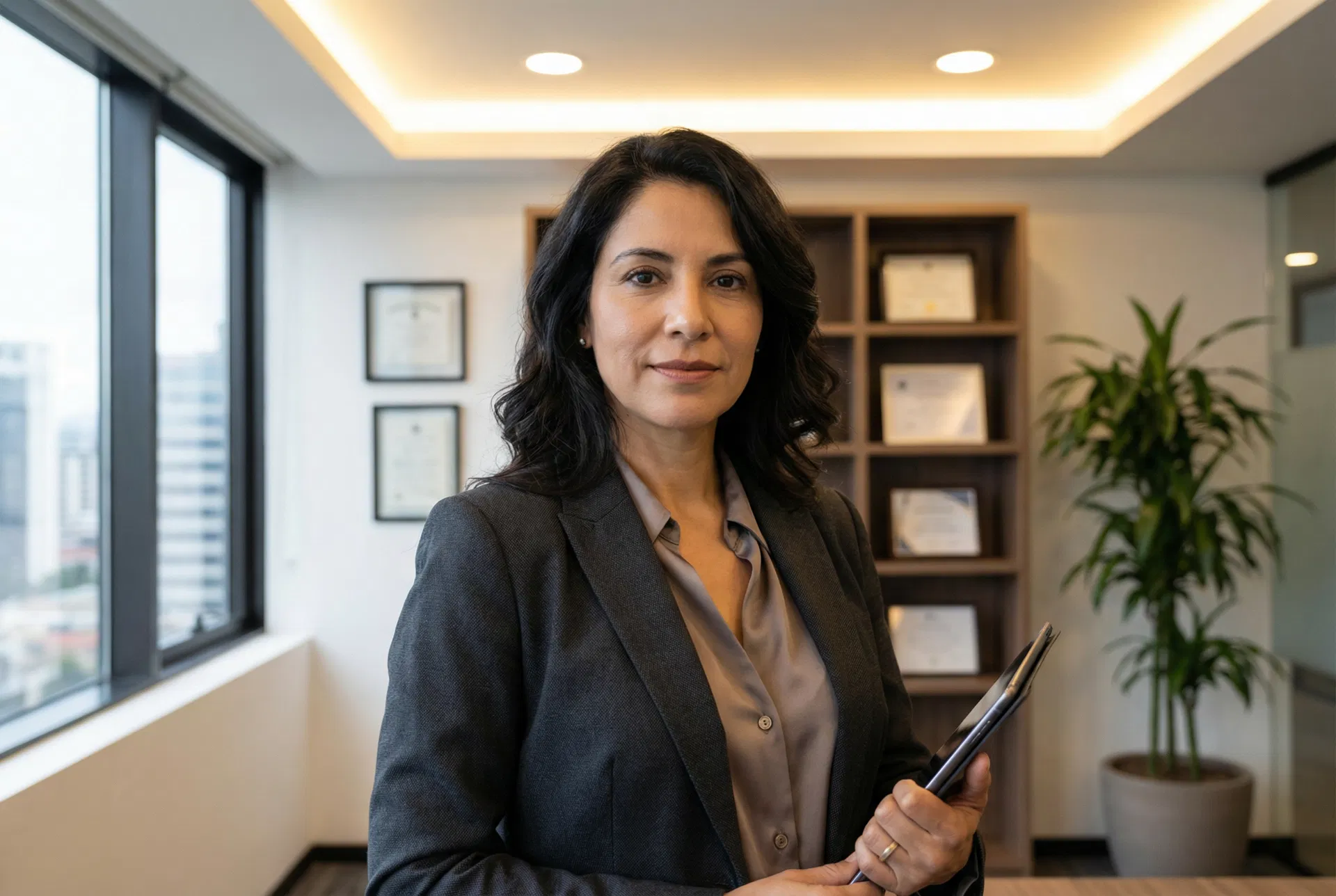 Confident financial advisor in professional office setting