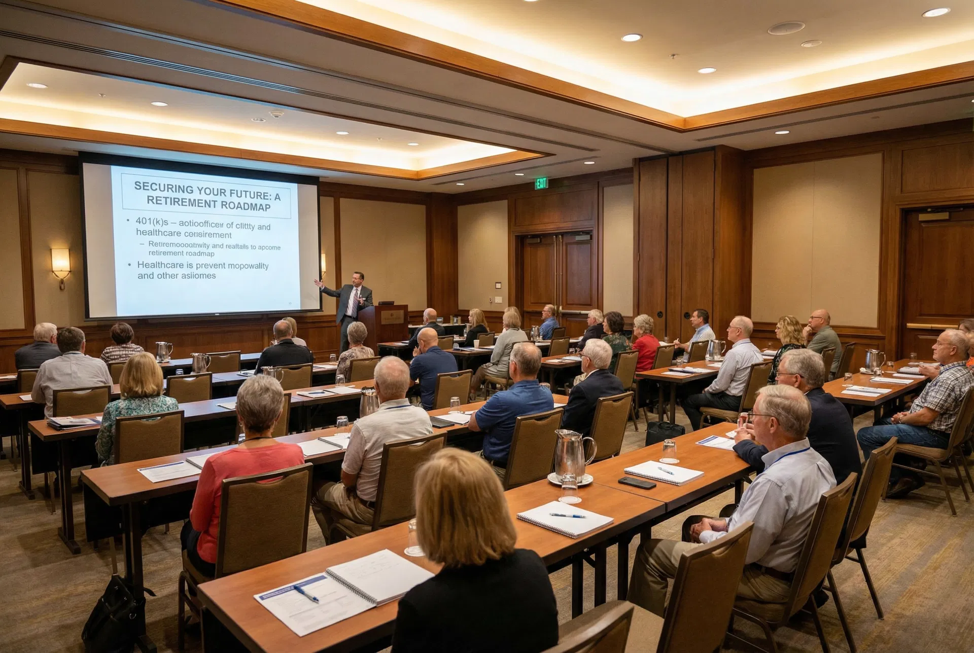 Retirement seminar — full room of attendees