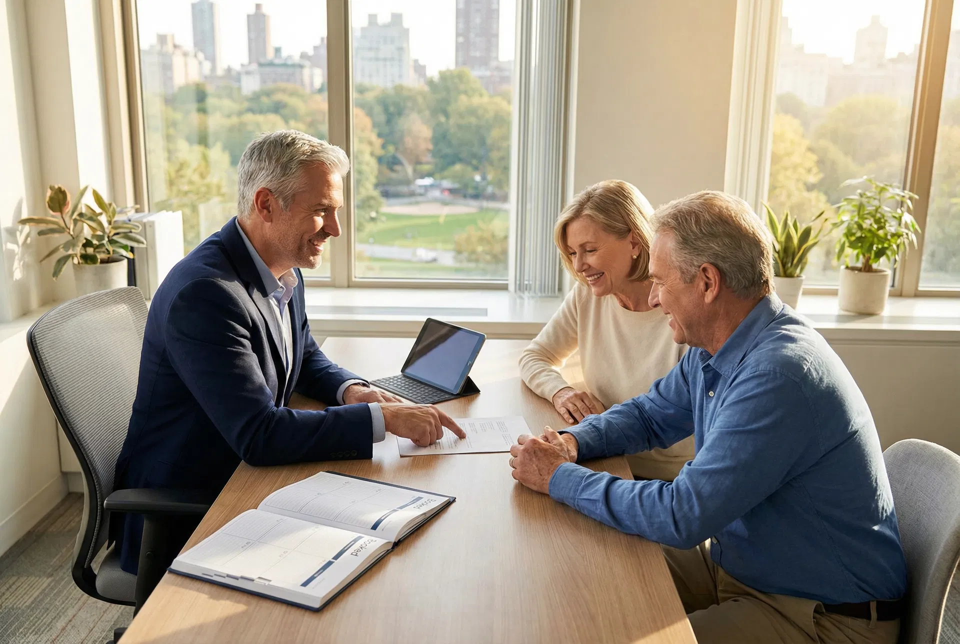 Financial advisor meeting with clients