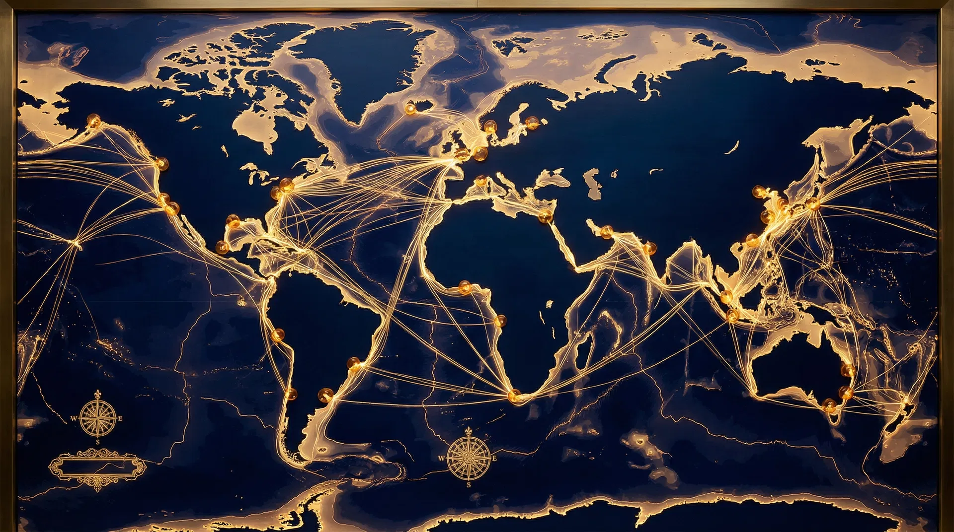 North American logistics network with trade routes
