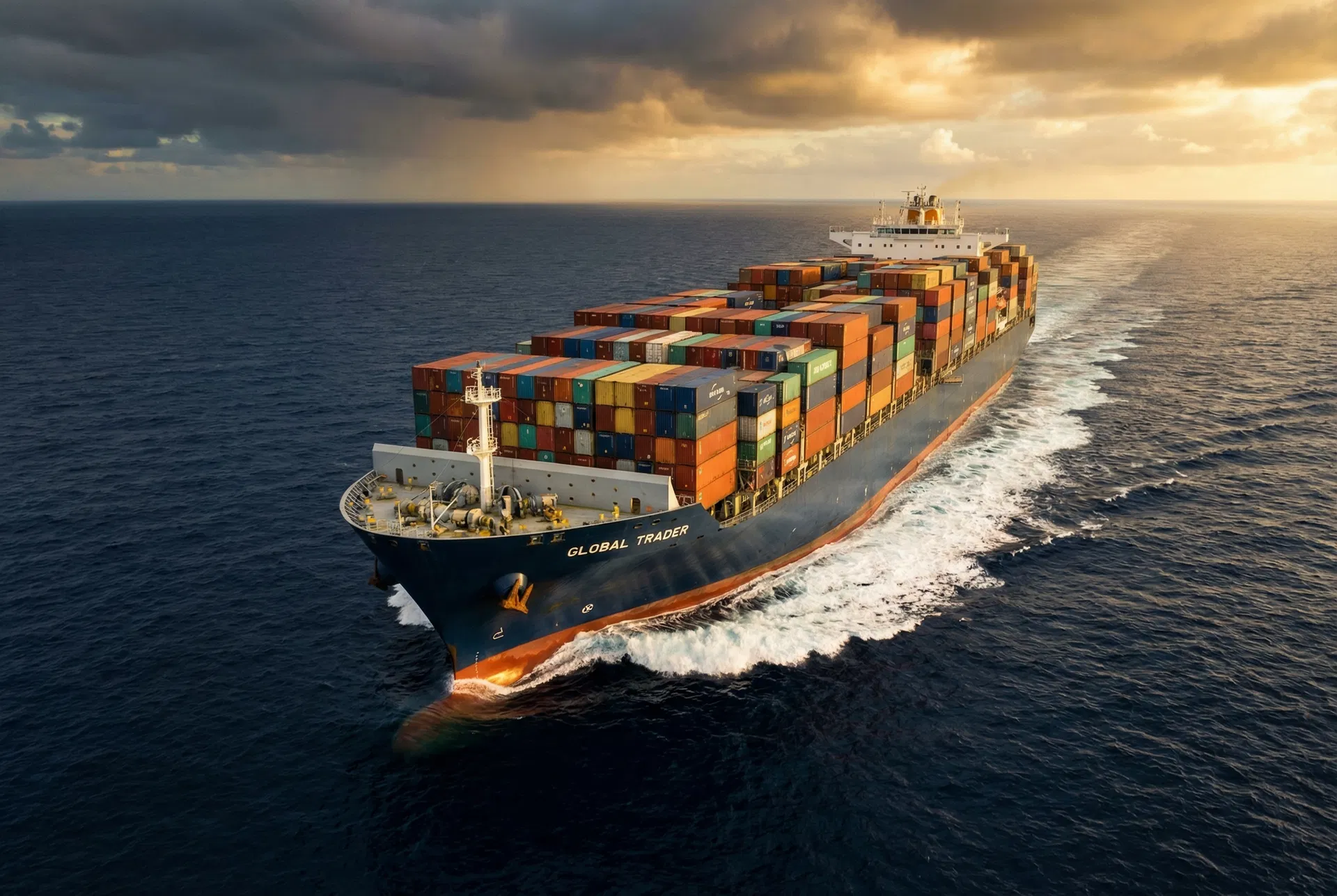 Cargo vessel crossing the Pacific