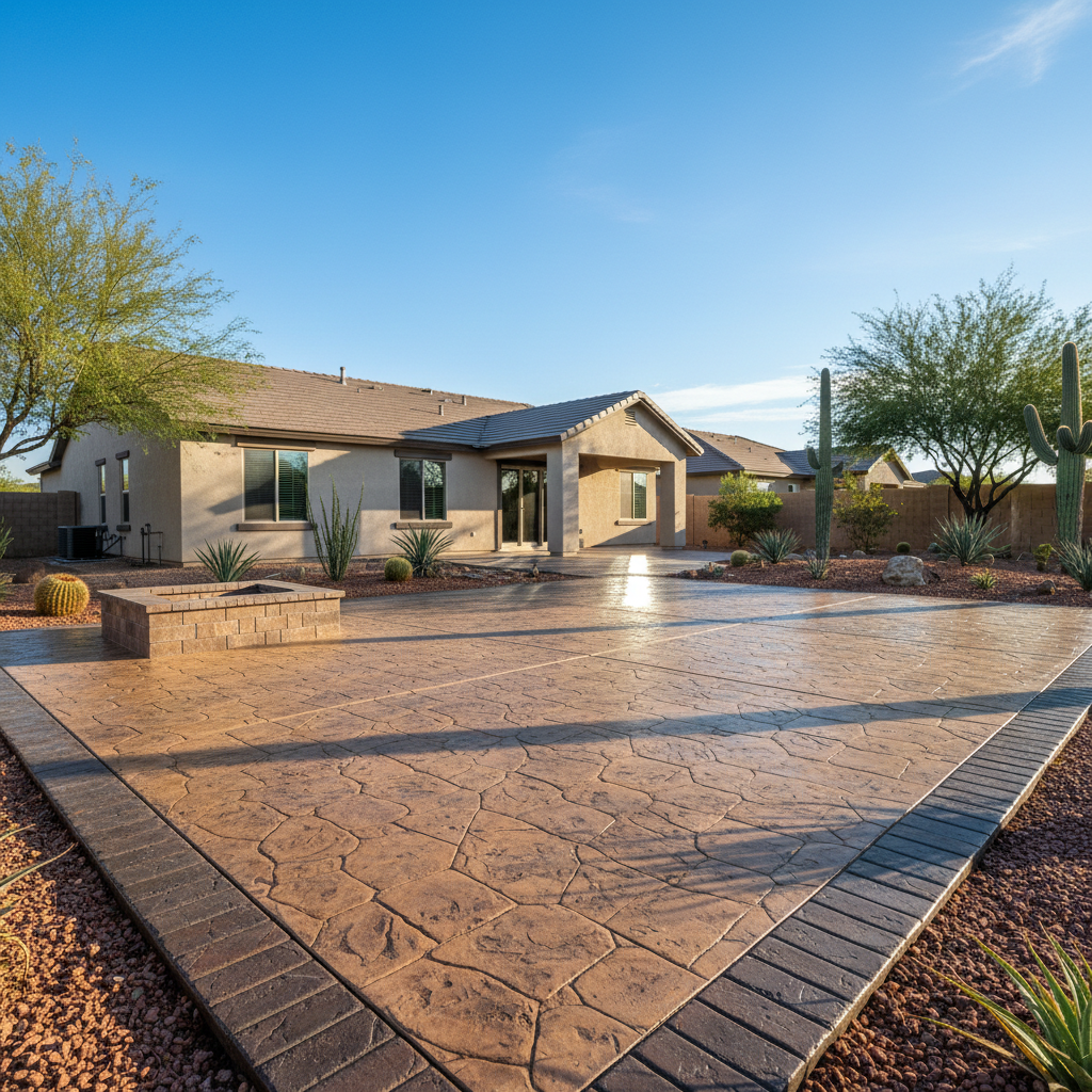 Stamped concrete installation