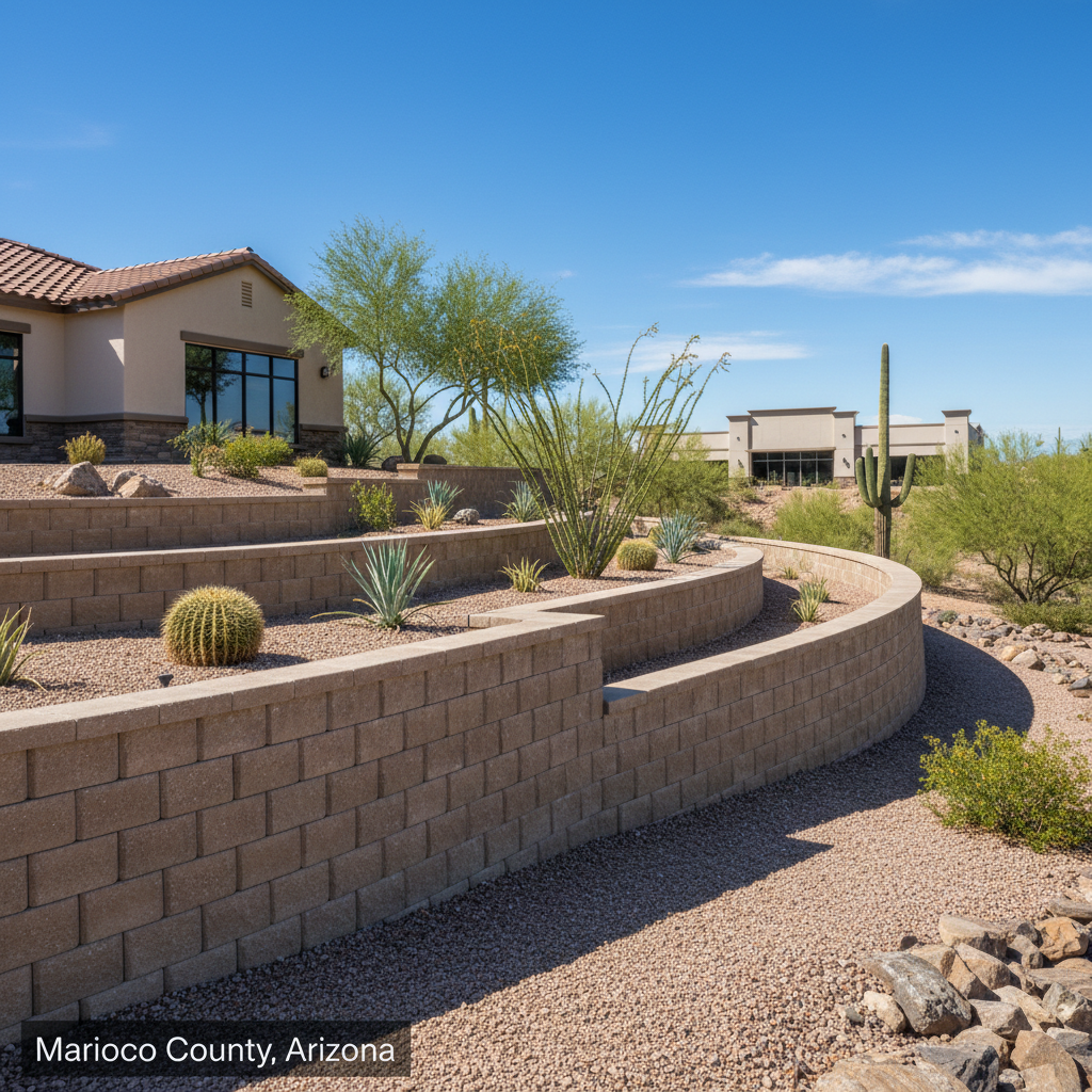 Retaining walls (concrete block, poured concrete)