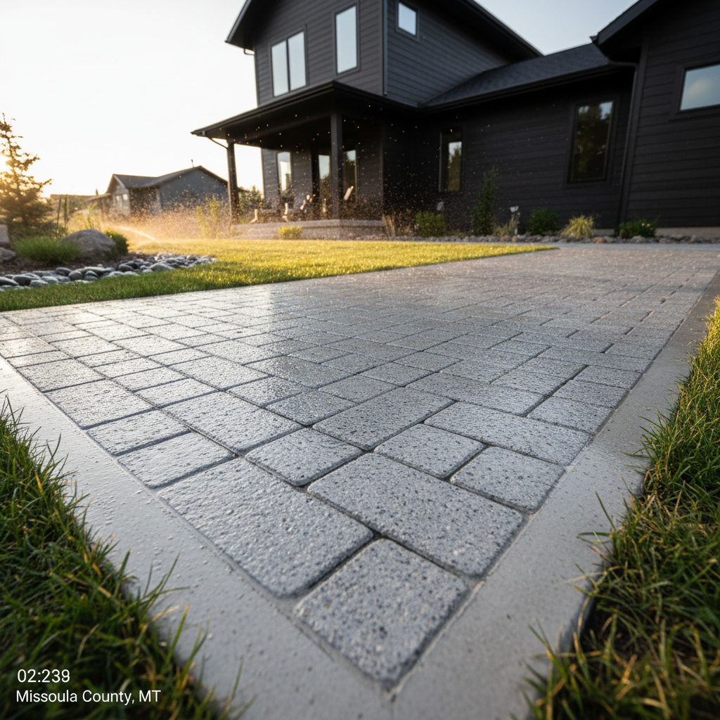 Pervious concrete installation in Missoula County, Montana