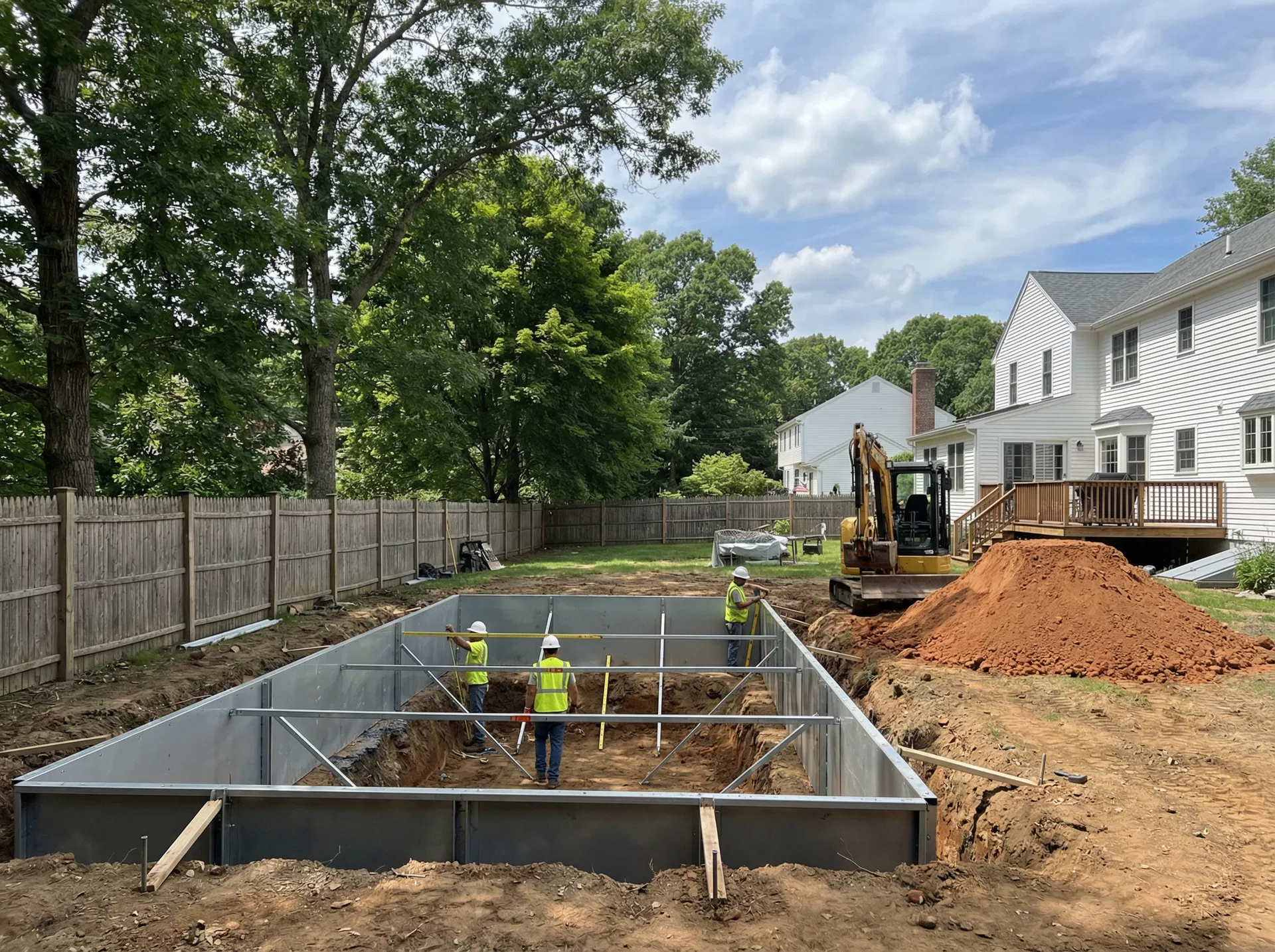Vinyl liner pool installation in Palmer, MA
