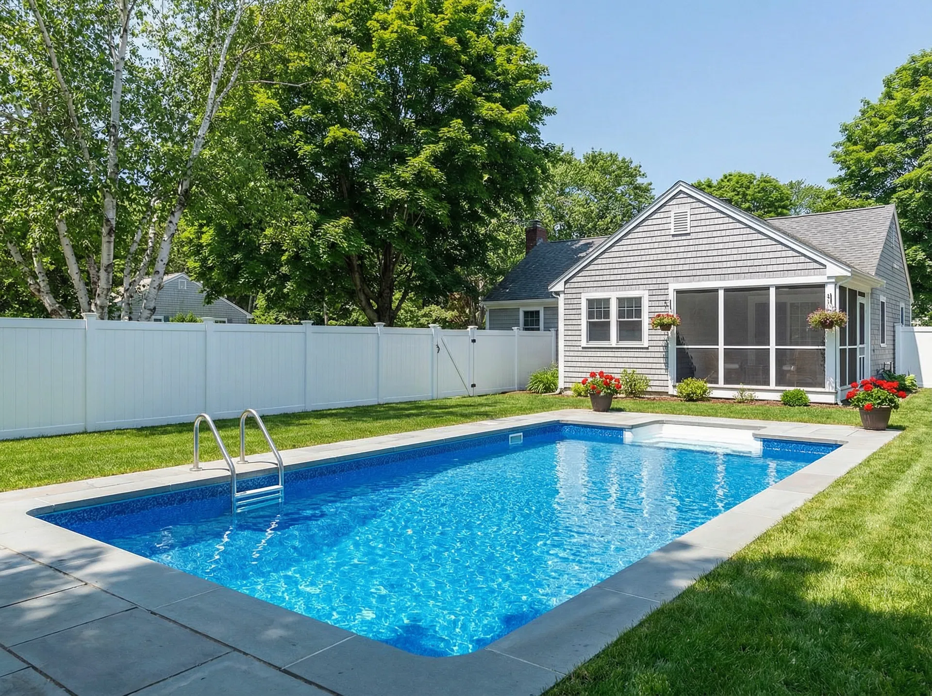 Vinyl liner pool installation in Holden, MA