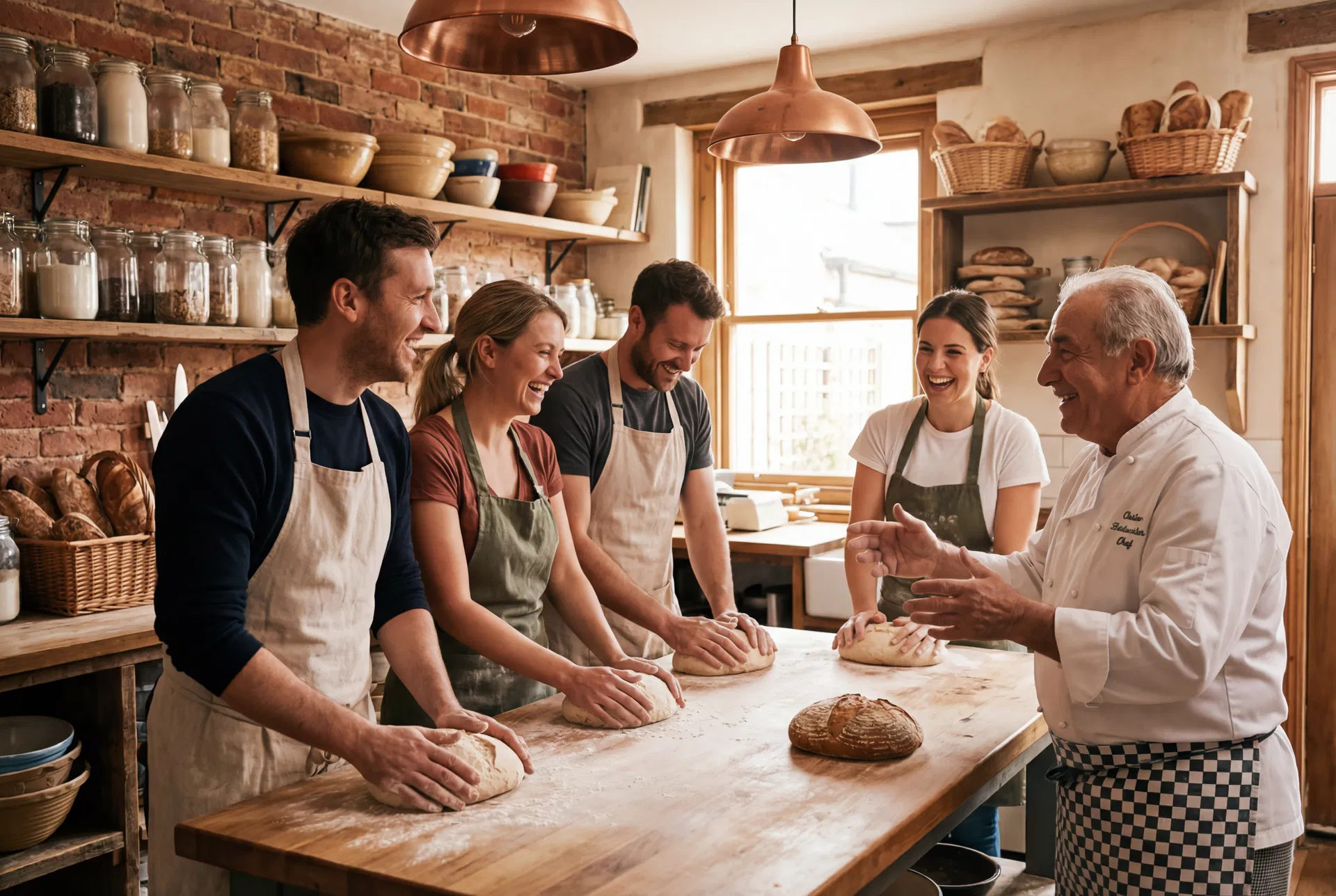 Sourdough workshop students with chef