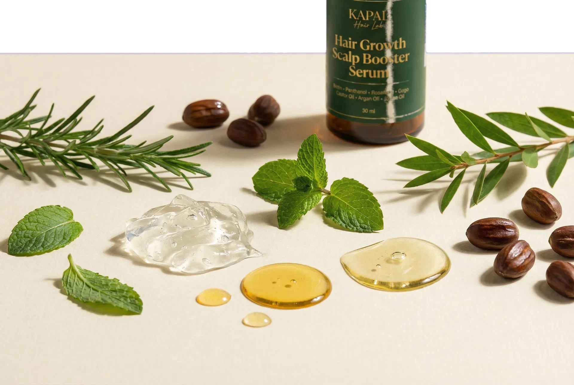 KAPAL ingredient composition with rosemary, aloe, peppermint, and oils