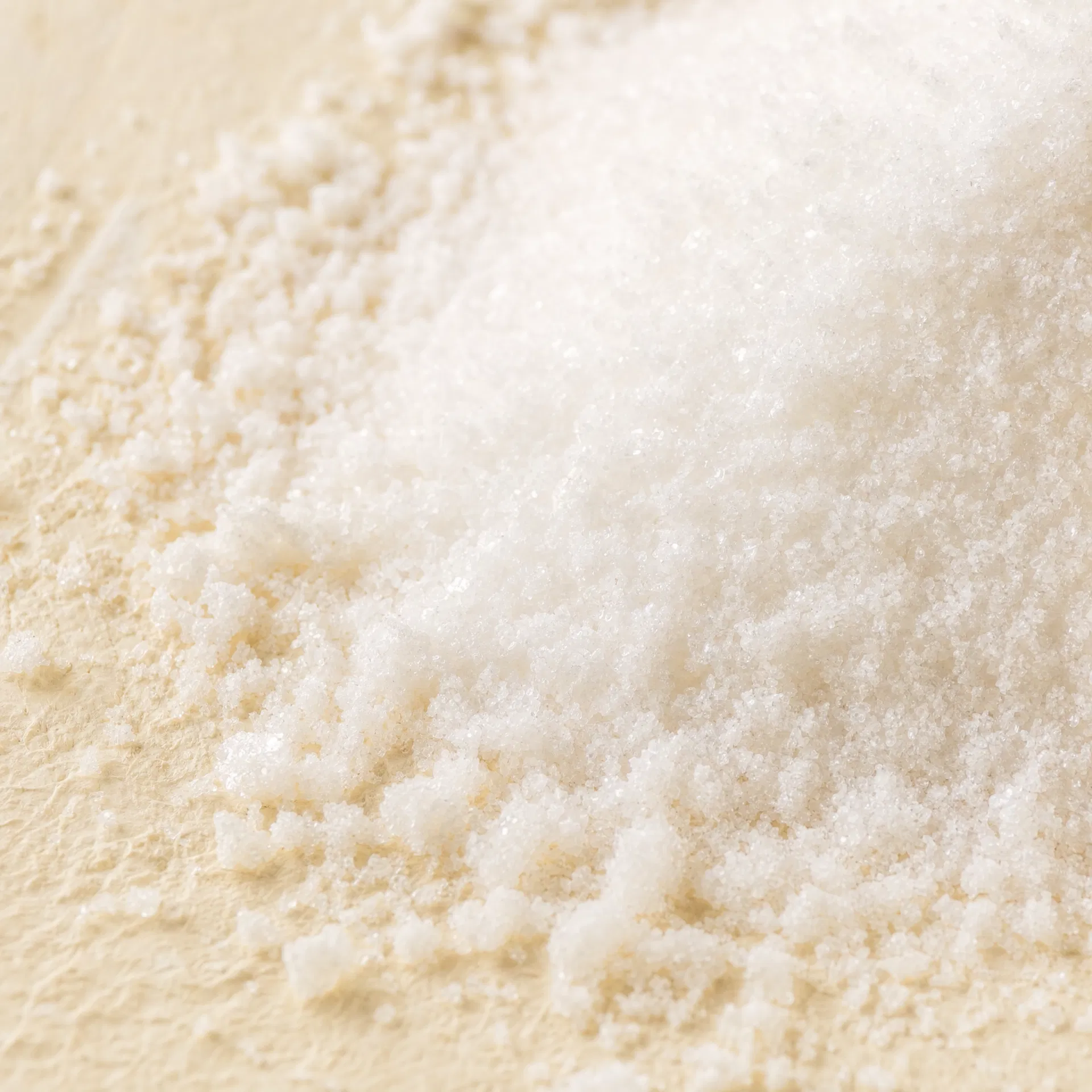 Glucosamine powder — fine white crystalline granules macro photography
