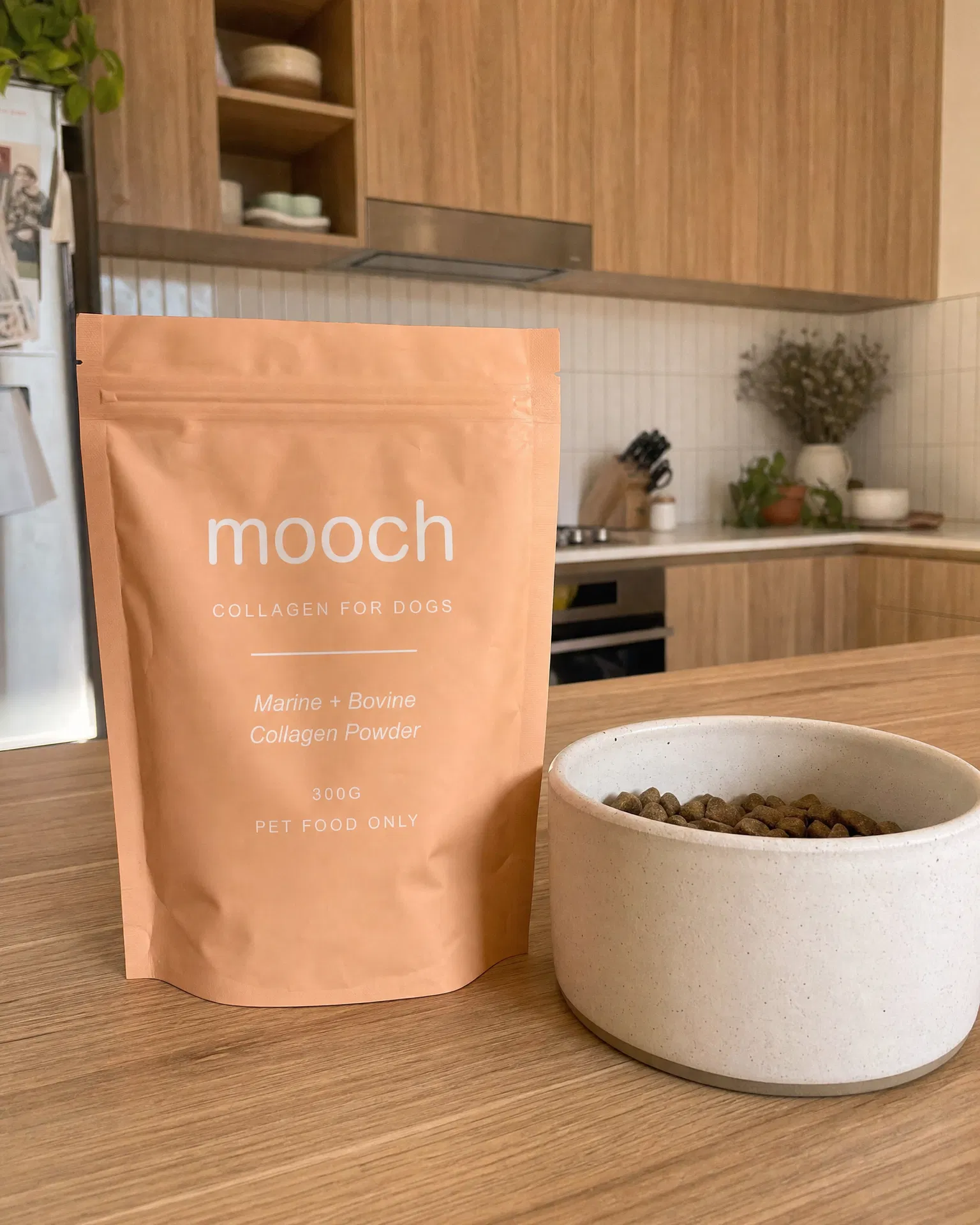 Mooch bag on kitchen bench
