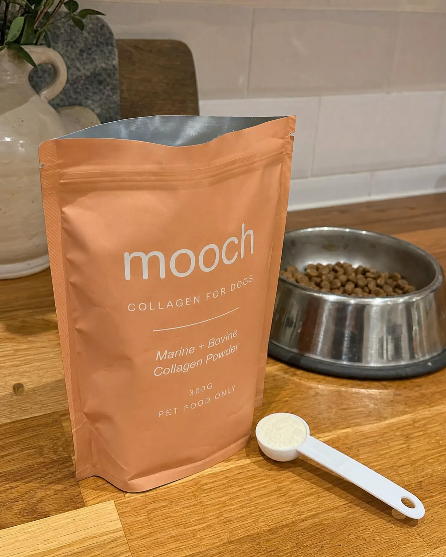 Mooch bag open with teaspoon
