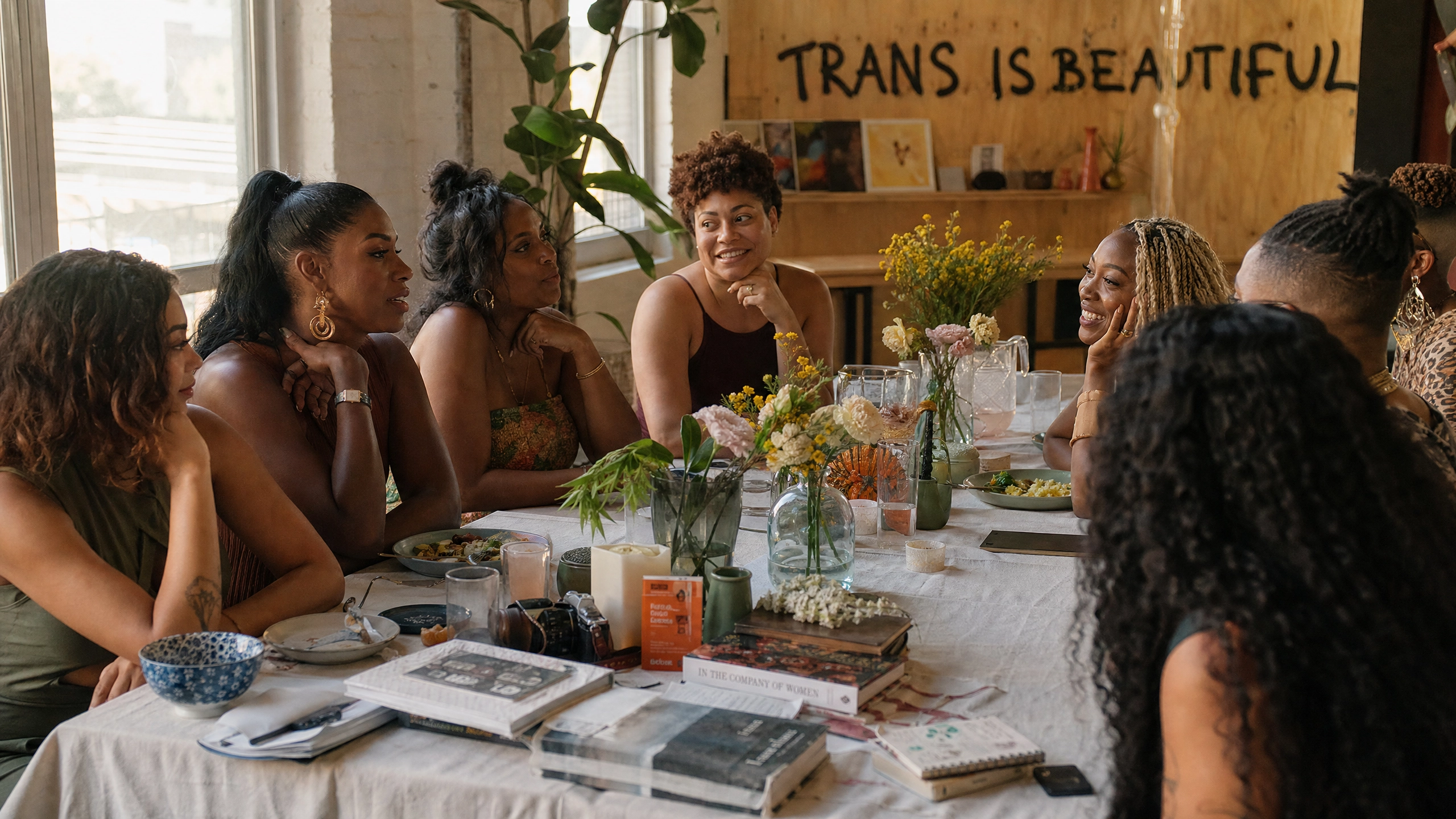 Community gathering of trans women and queer artists of color