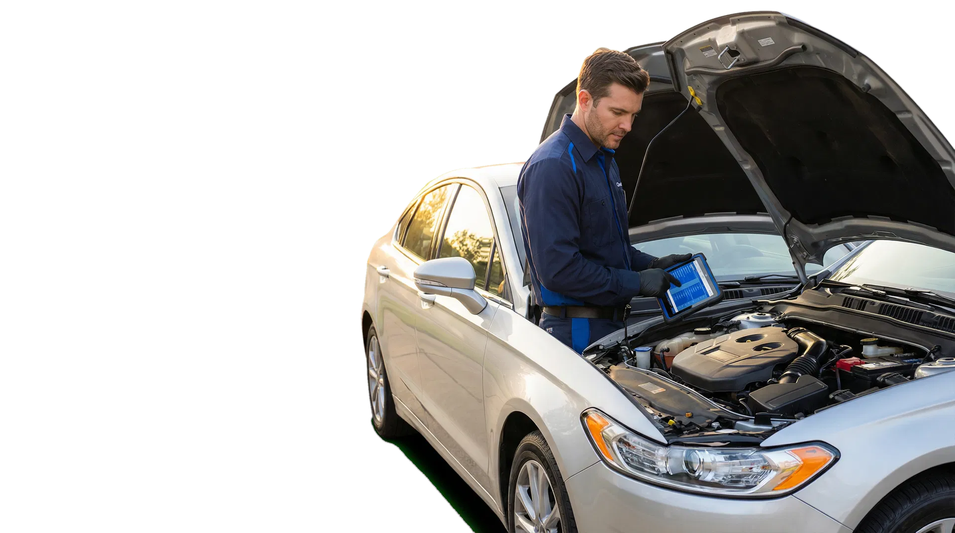 Mobile vehicle inspector working on a car