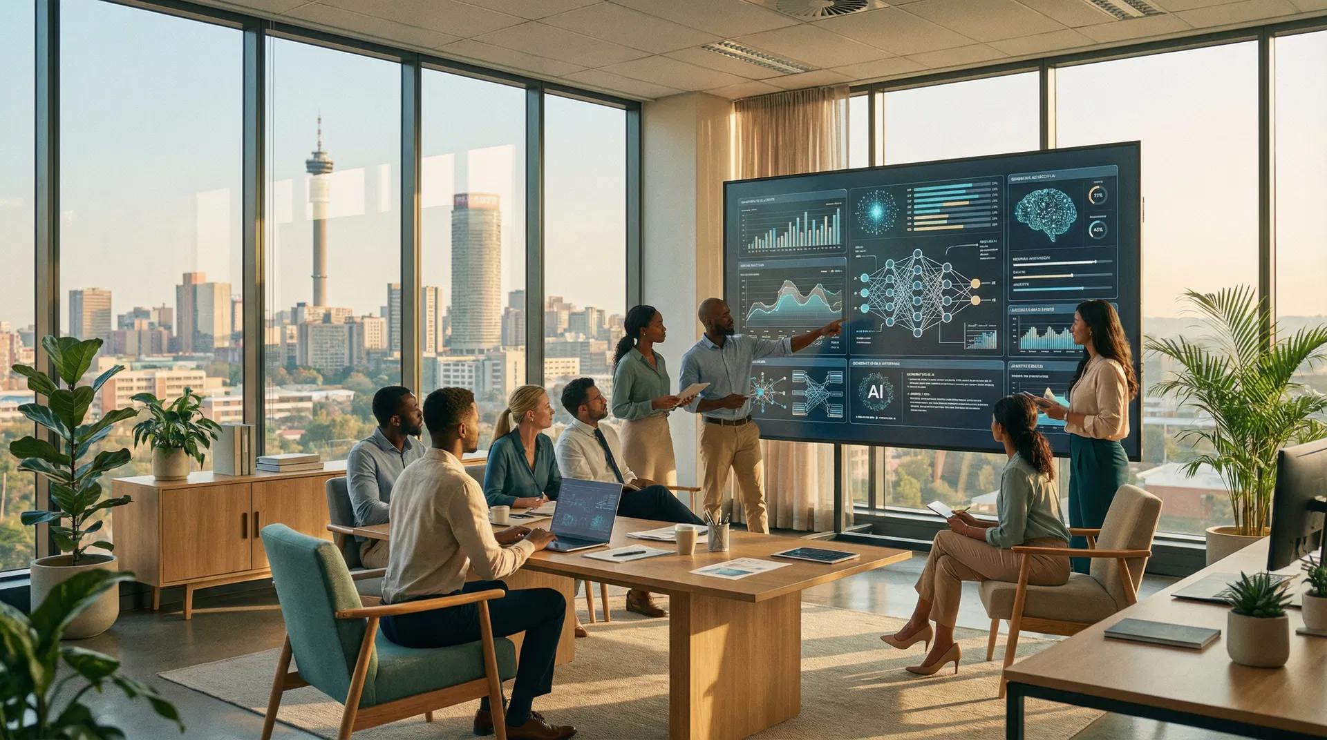 Exokames team collaborating on AI solutions in Johannesburg