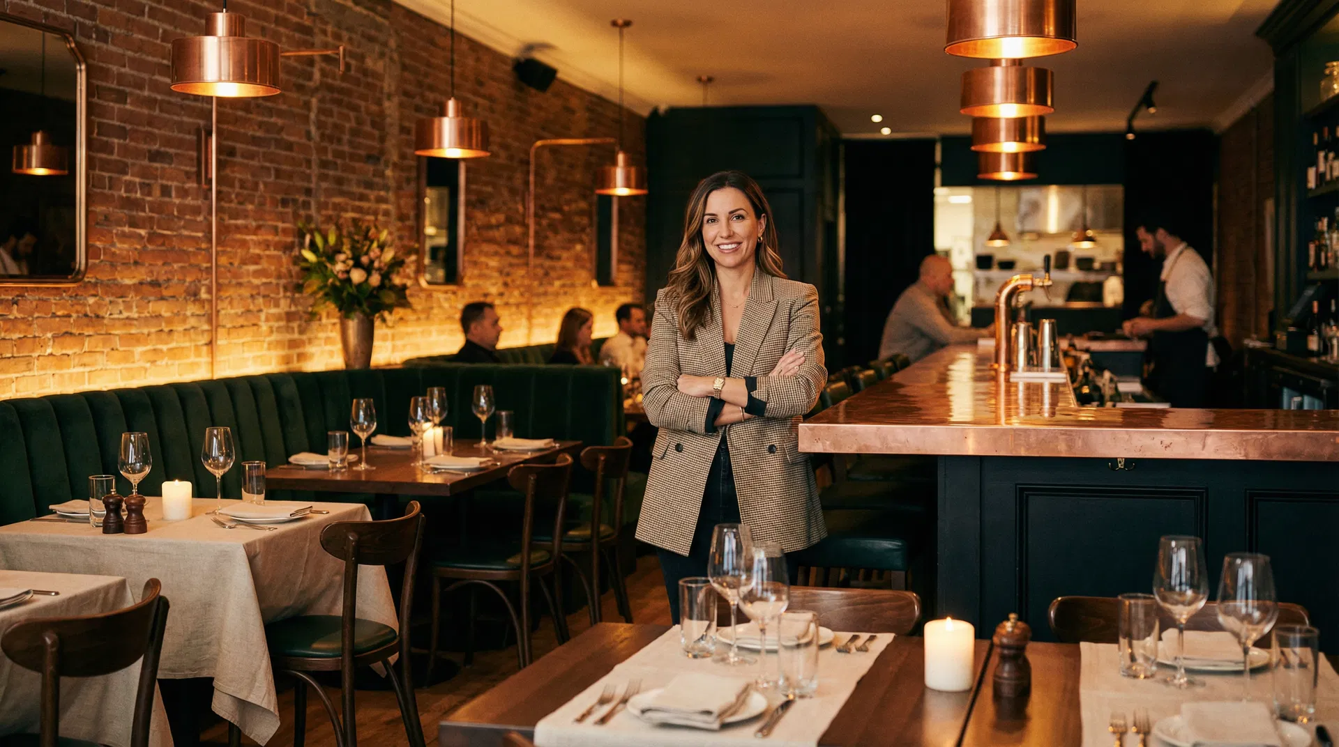 Restaurant owner in elegant venue