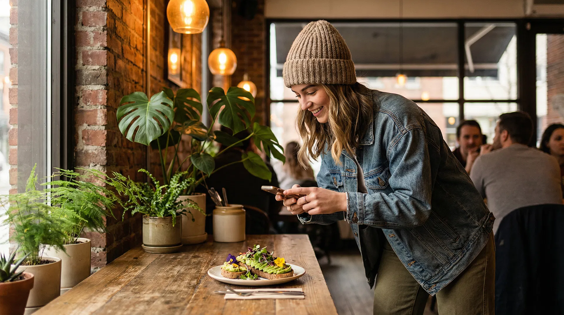 Content creator photographing food