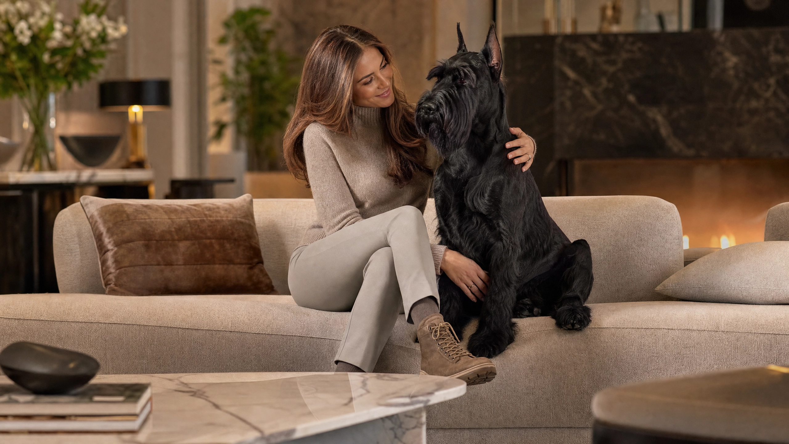 Carol Wall with her regal Giant Schnauzer