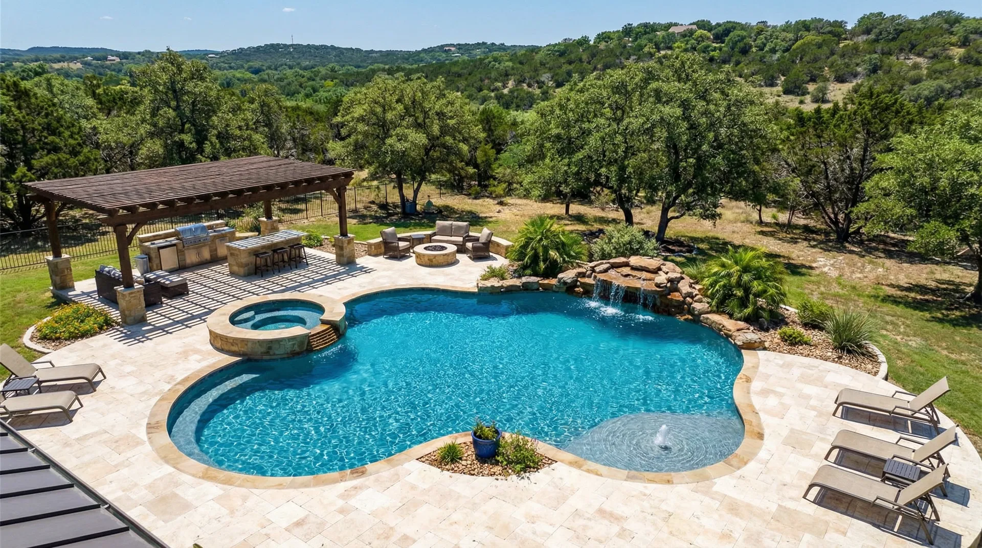 Custom pool aerial view