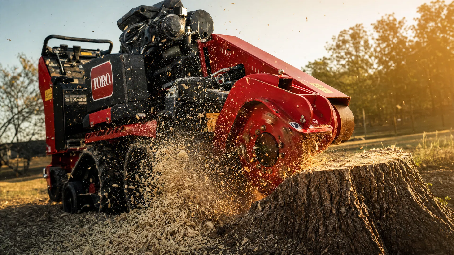 Stump grinder in action